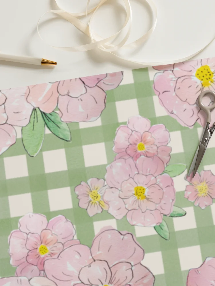 Gingham Blossoms Wrapping Paper Set of 3 Sheets product image (4)