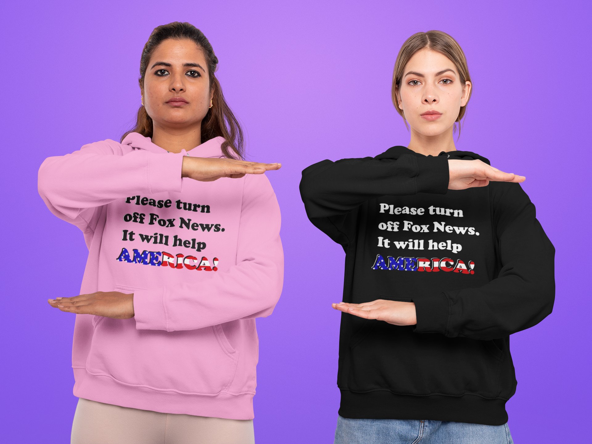 Please Turn Off Fox News Hoodie (White Text) - Anti-Fox News Apparel product image (1)