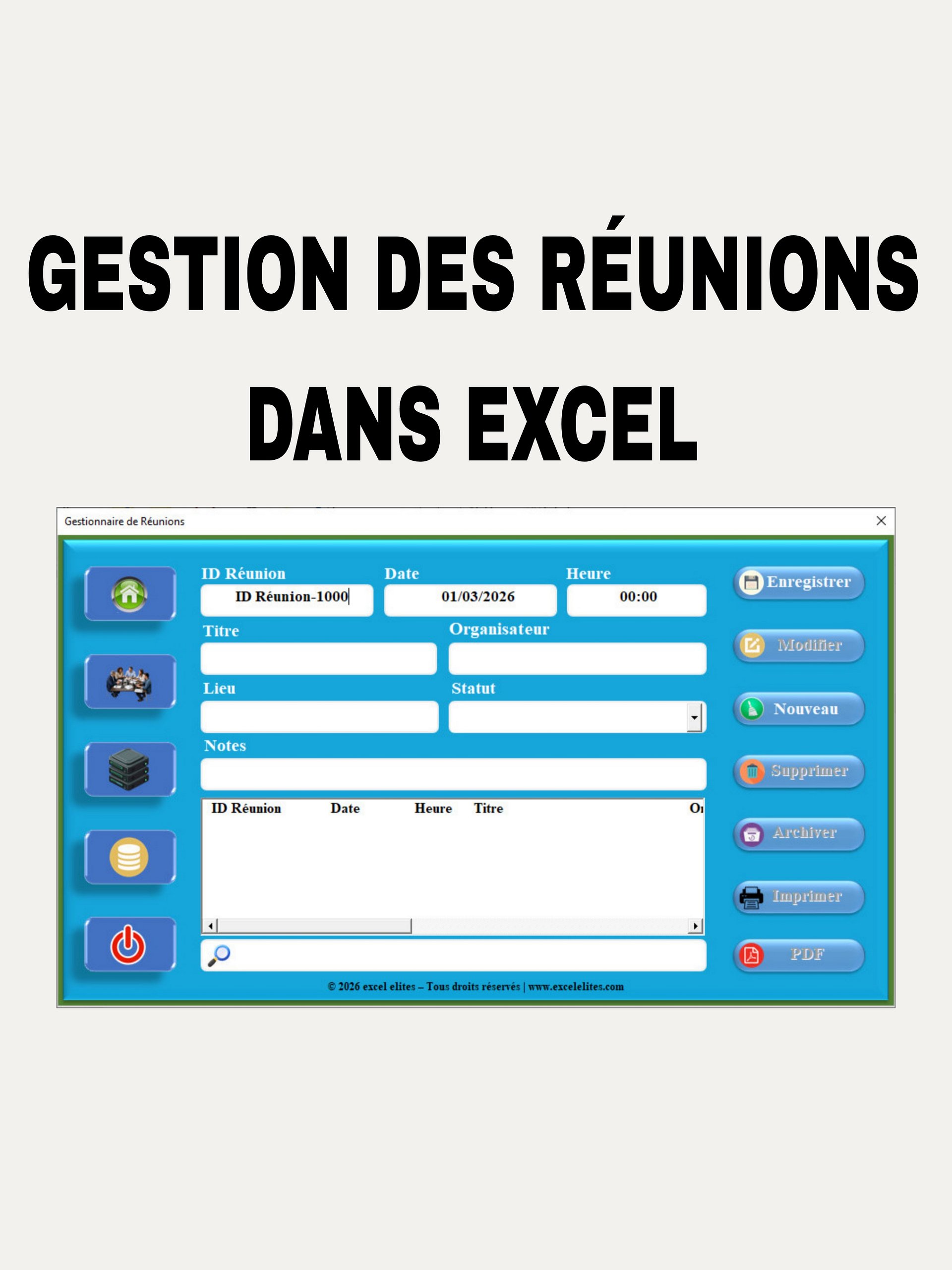 gestion des réunions dans Excel product image (1)