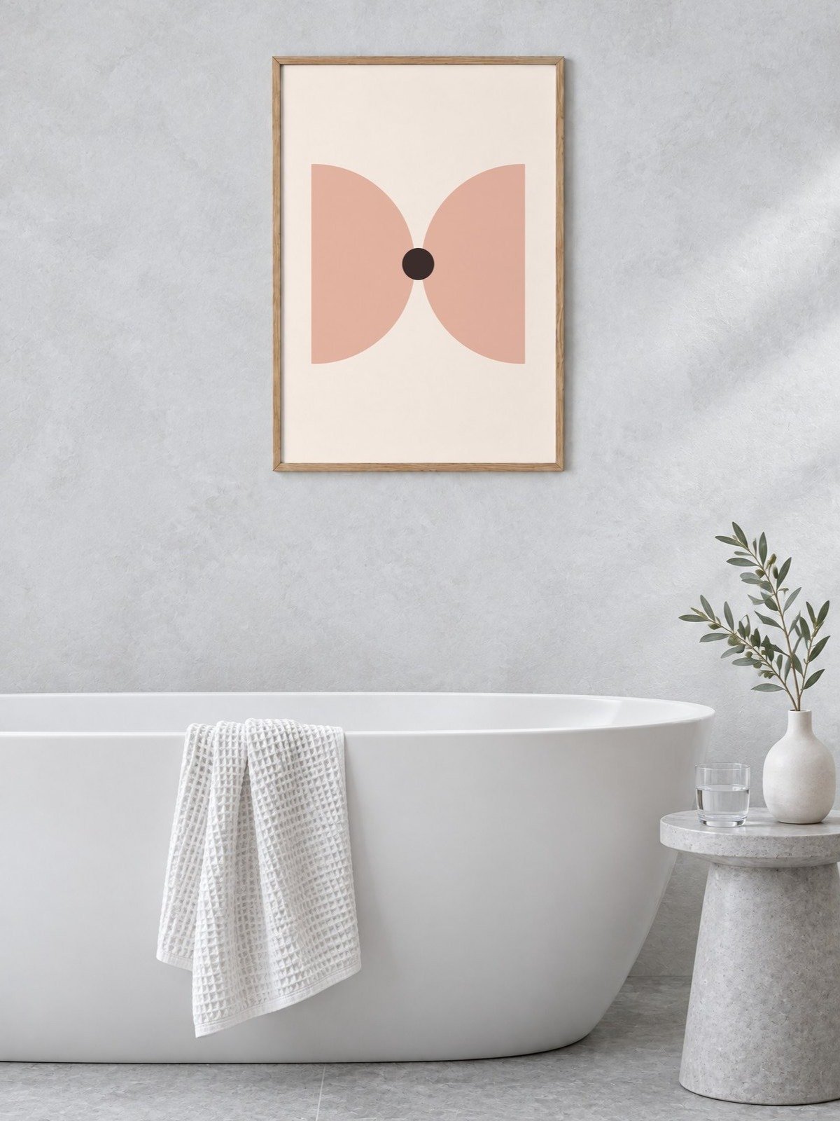 Blush Pink Geometric Print | Abstract Bathroom Wall Art product image (2)