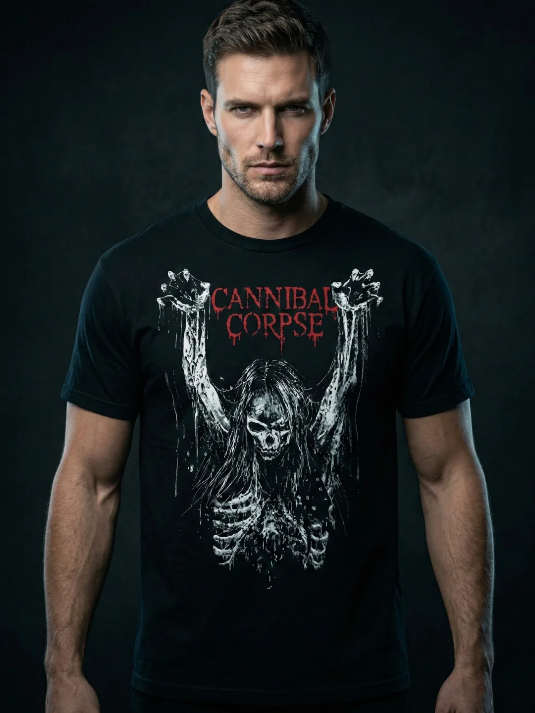 Cannibal Corpse T-Shirt Skeleton Rising Dark Art | Death Metal Graphic Tee Corpsegrinder | Extreme Metal Collector Black Shirt product image (1)