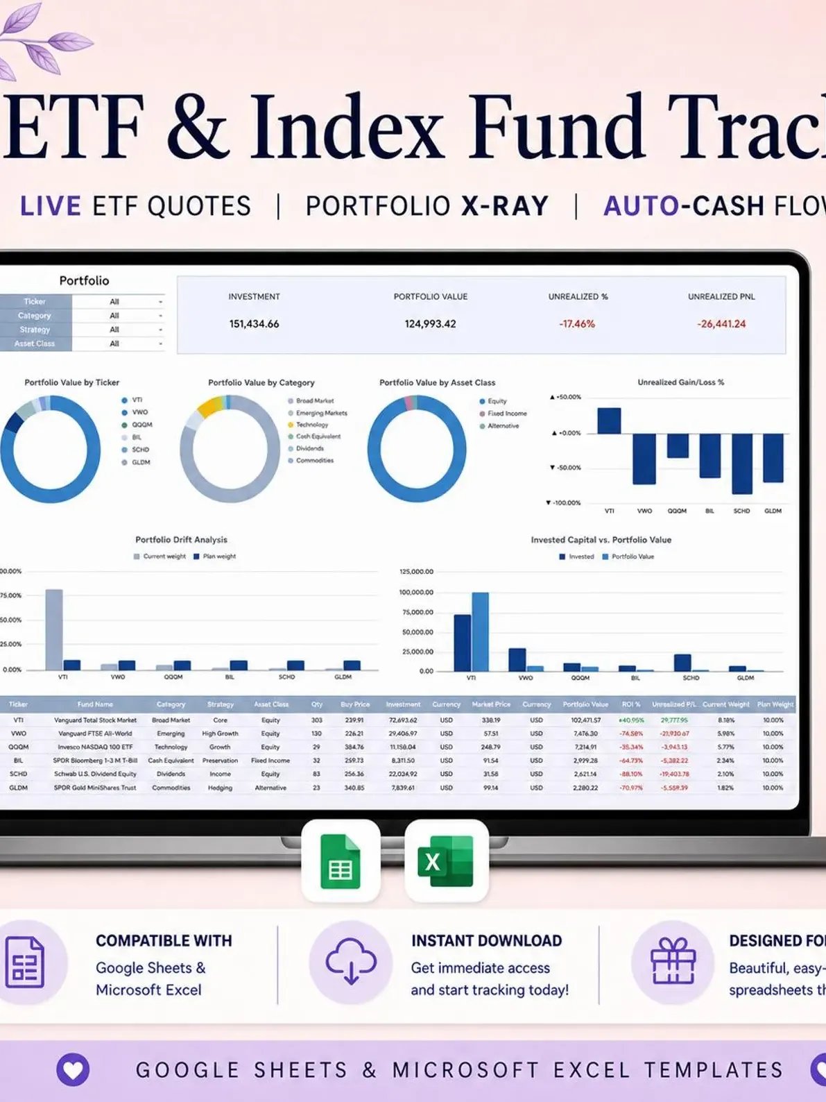 ETF & Index Fund Tracker Template Excel product image (1)