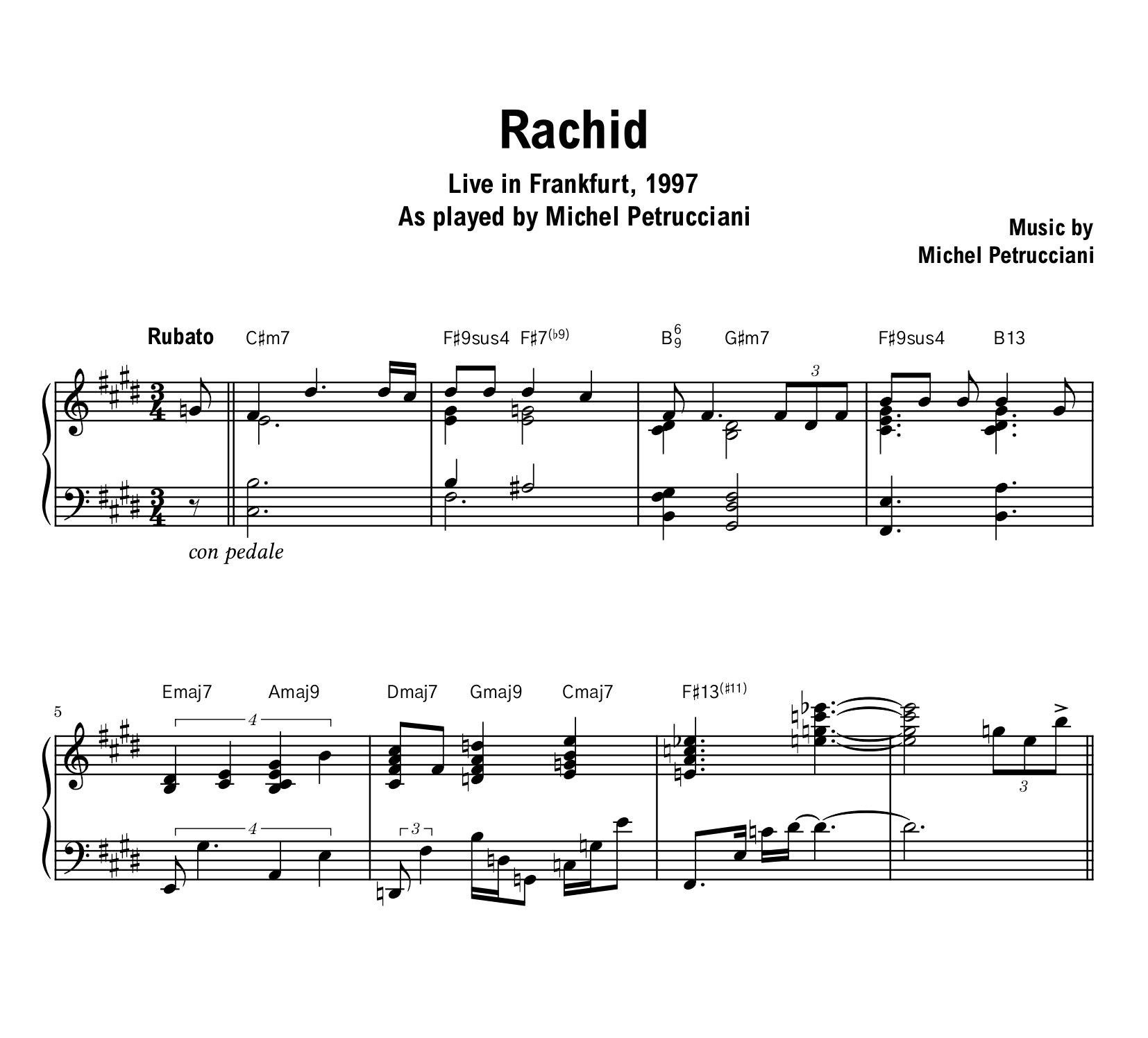 Michel Petrucciani - Rachid (Frankfurt) - Sheet music (PDF) product image (1)