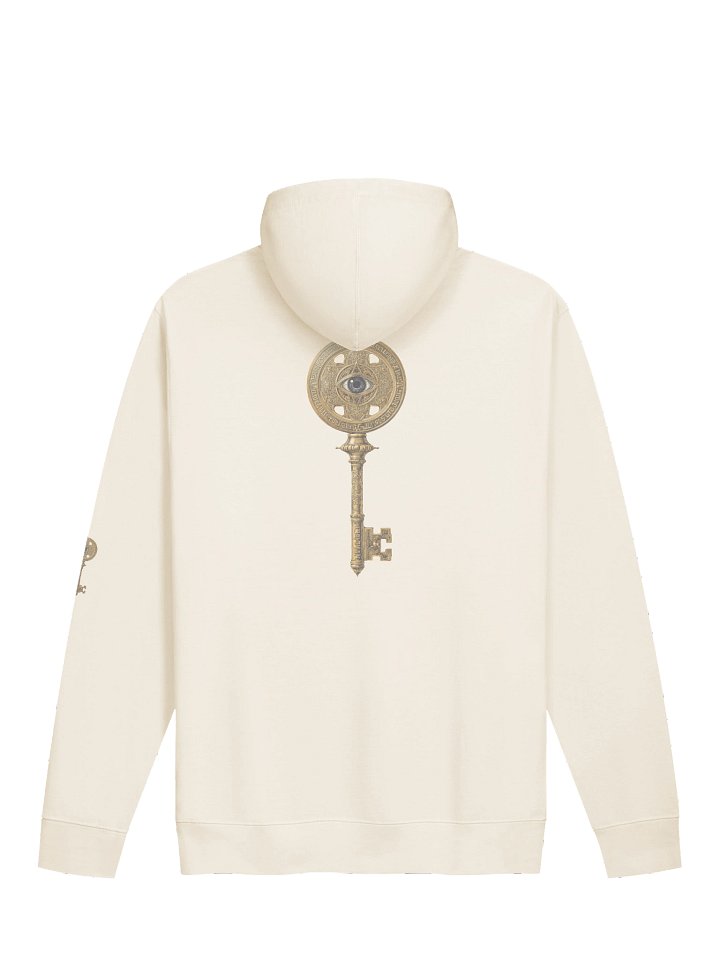 The Gatekeeper’s Key – Bone Reverse Edition (Back + Left Sleeve Print) | Unisex Midweight Hoodie product image (2)