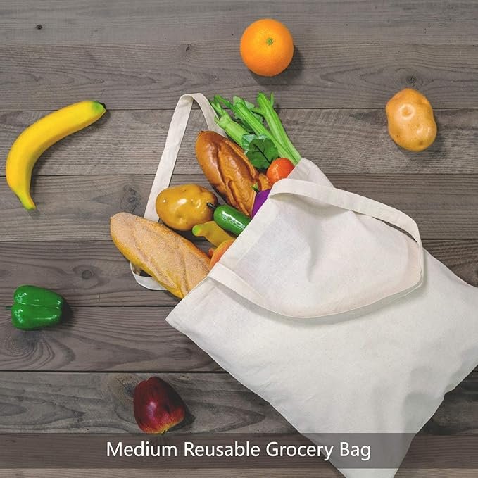 MEEBOY Pack Economical Cotton Tote Bags, Lightweight Medium Reusable Grocery Shopping Cloth Bags, Suitable for DIY, Advertising, Promotion, Gift product image (5)