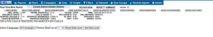 Vicidial Dial Level Adjustment In RealTime Reports product image (1)