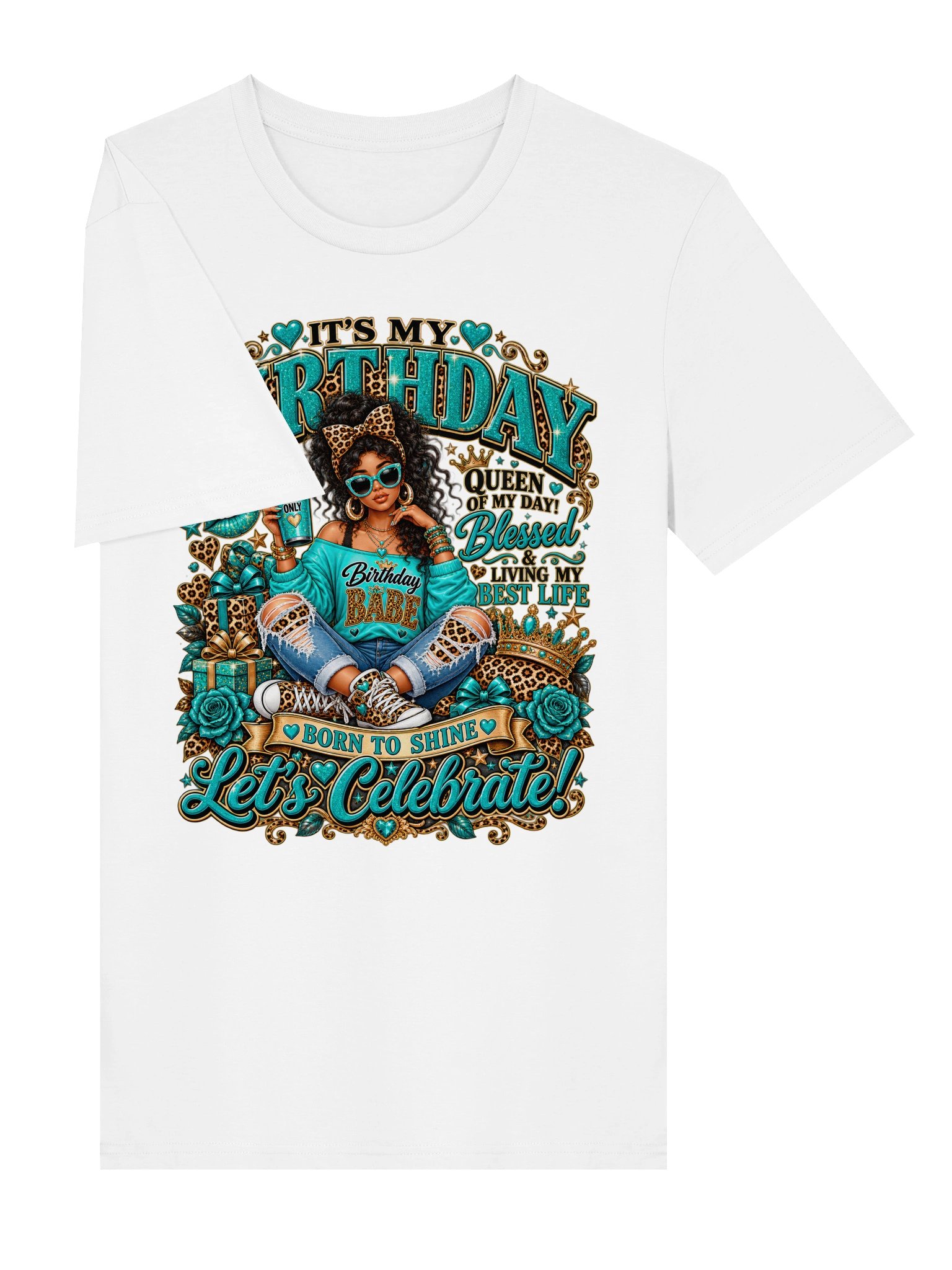 It's My Birthday Queen Of My Day Blessed & Living My Best Life T-Shirt, Birthday Queen Gift, Birthday Celebration Graphic Tee product image (31)