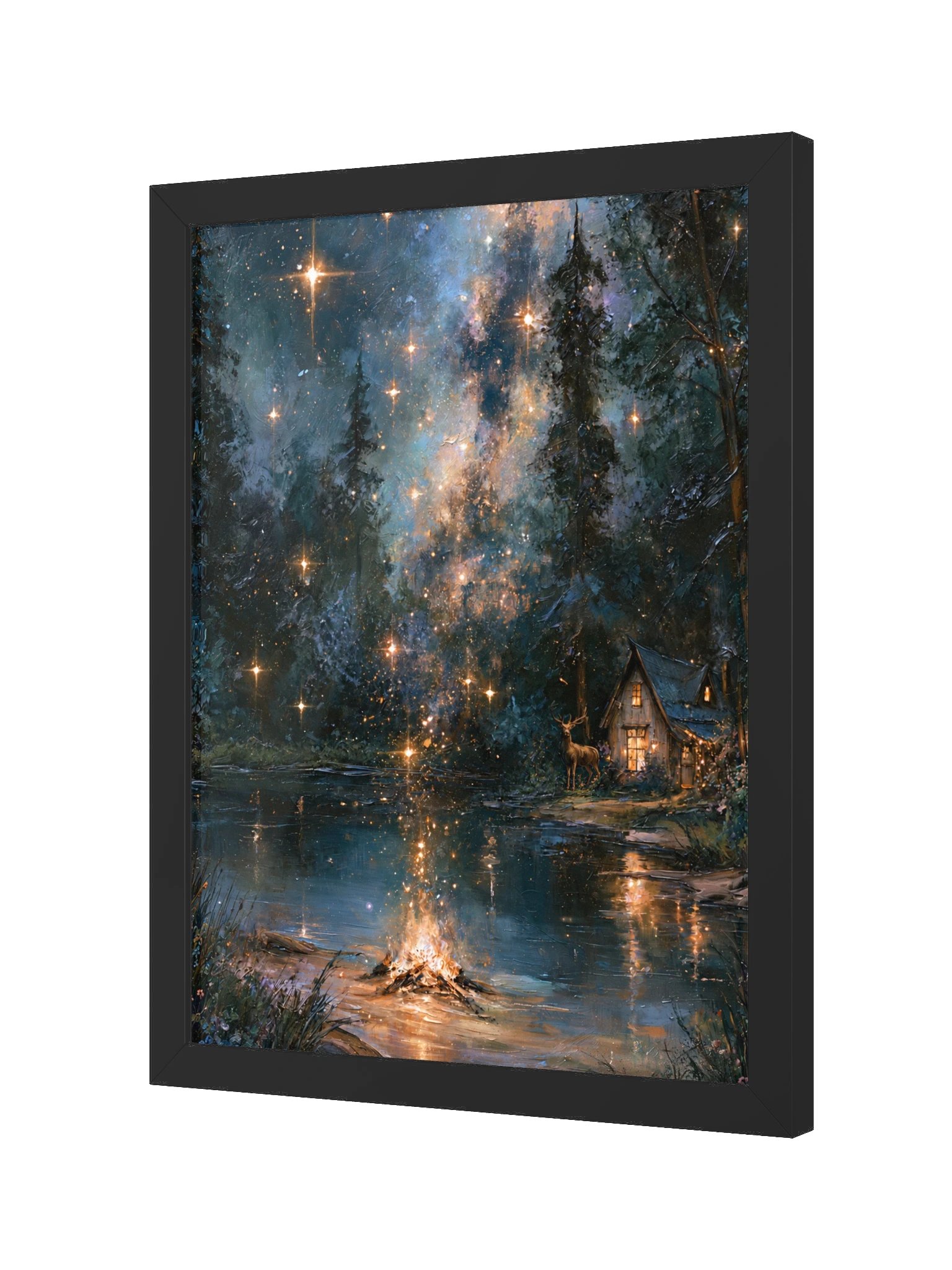 Starry Lakeside Cabin Framed Art Print — Starry Cabin product image (6)