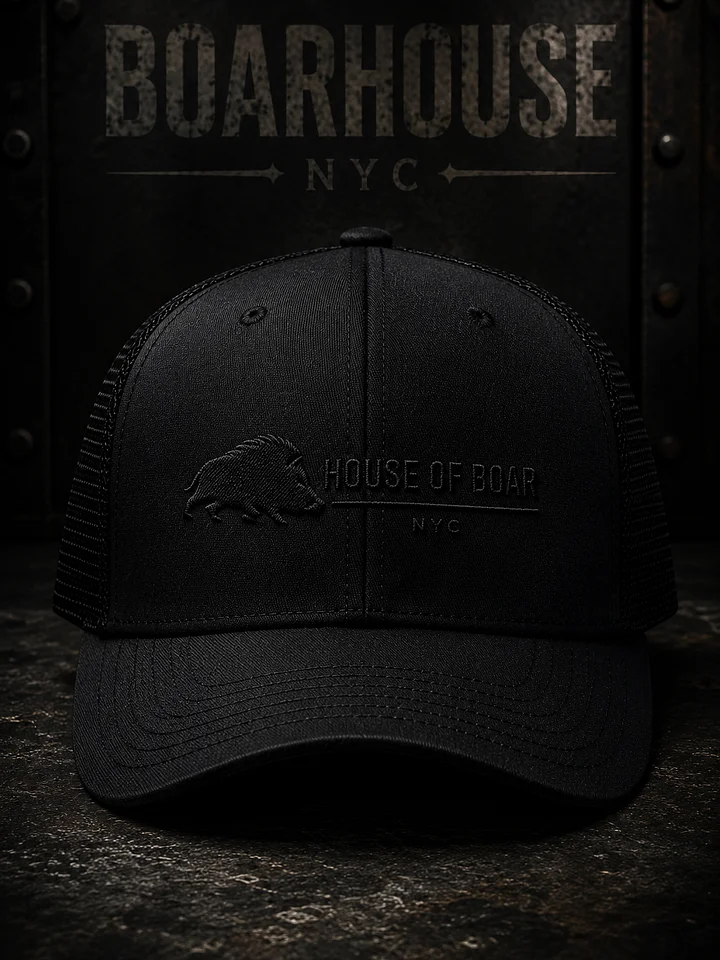 House of Boar NYC – Embroidered Trucker Hat (Black / Black — Black Thread —Stealth) product image (1)