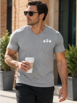 His House Mens Performance V-Neck T-Shirt - Silver by His House