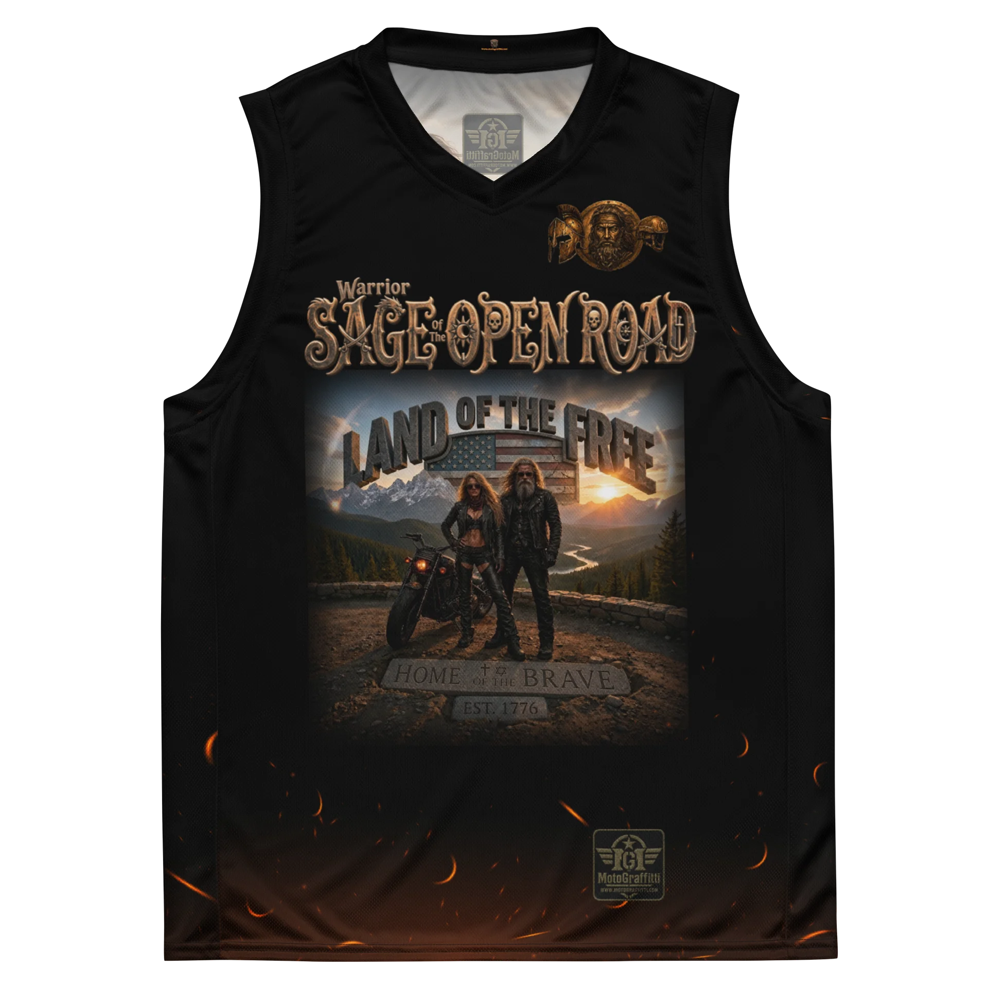 MötoGraffitti "Land of the Free" Sleeveless Moisture Wicking Riding Tee product image (2)