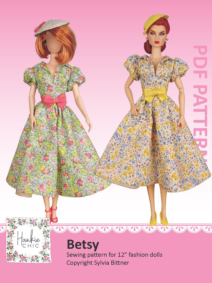 Betsy sewing pattern for 12" fashion dolls product image (1)