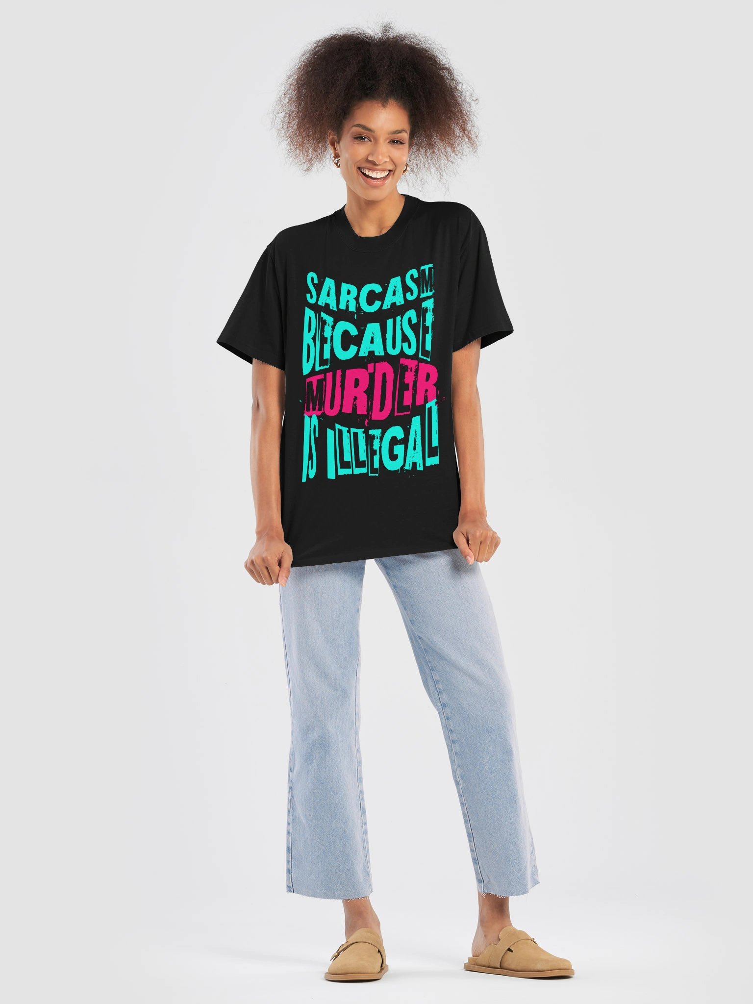 SARCASM BECAUSE MURDER IS ILLEGAL — Oversized Tee product image (5)