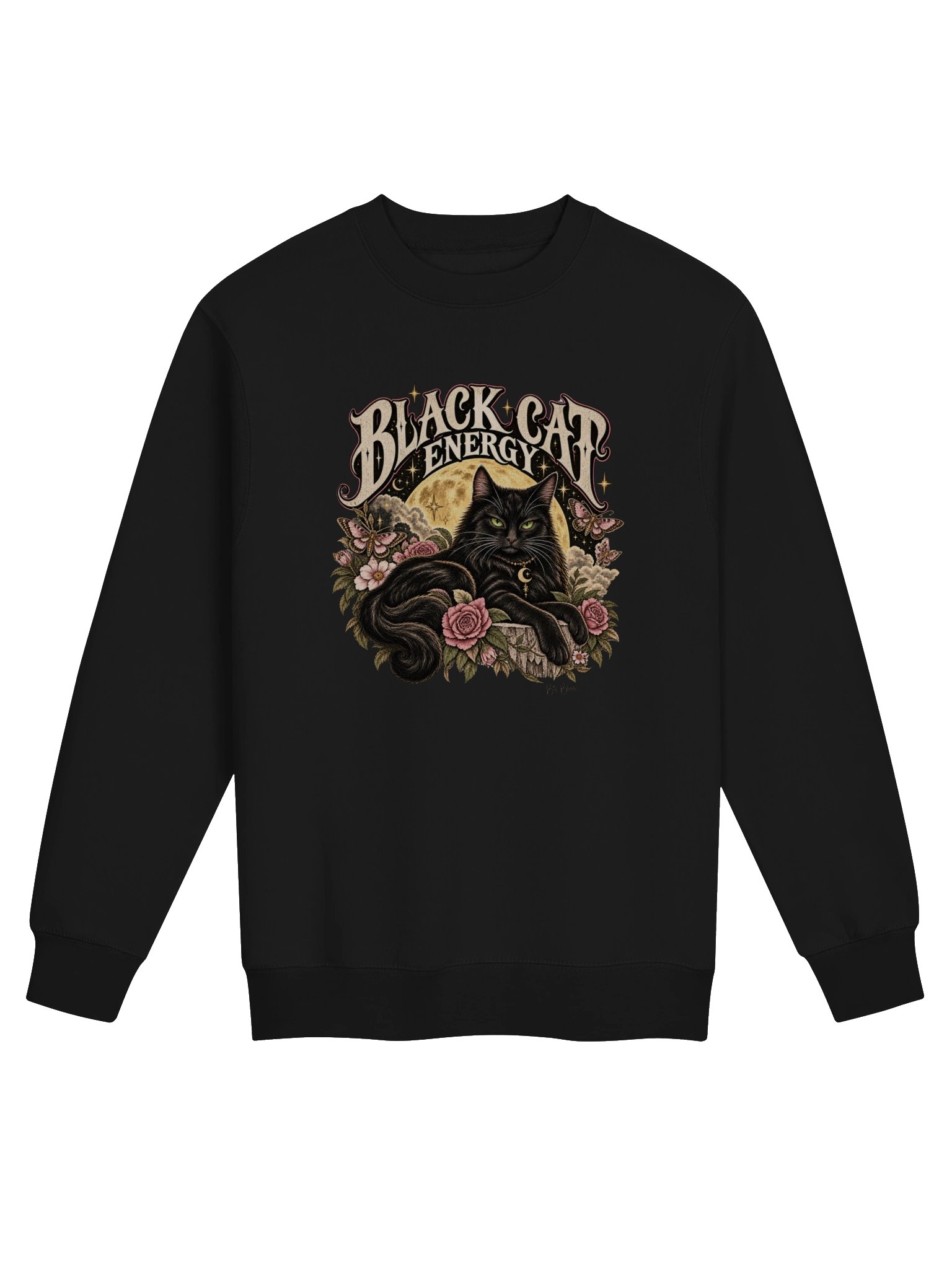 Black Cat Energy Sweatshirt | Trendy Vintage Graphic Crewneck product image (3)