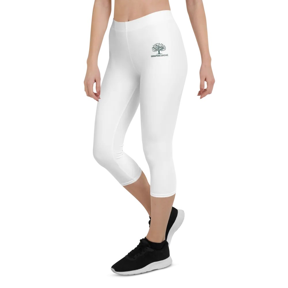 Graphic Grove Women's White Capri Leggings - Tree Design product image (6)