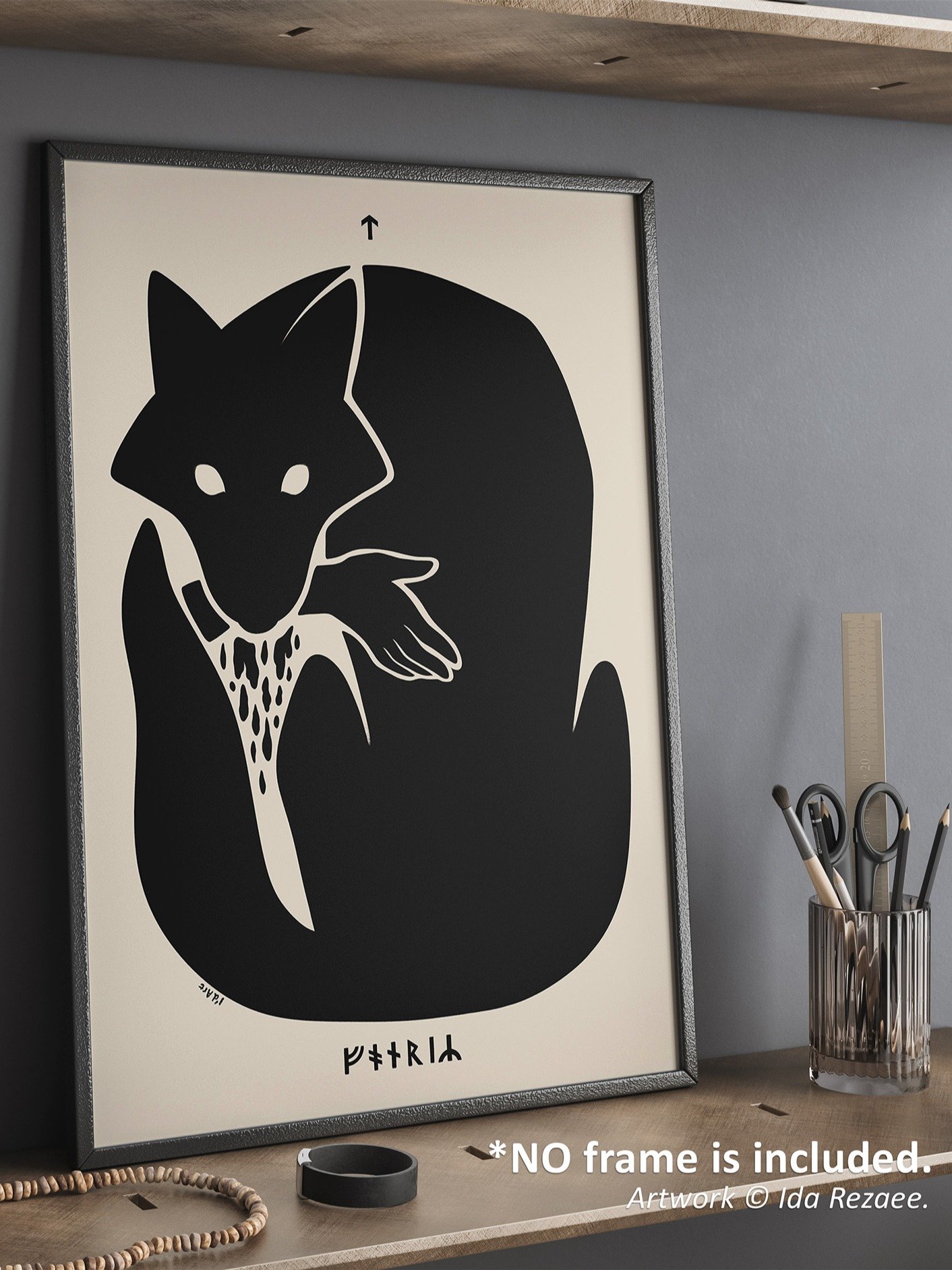 Black Wolf Fenrir Bites Tyr, Norse Mythology Art Print, product image (5)