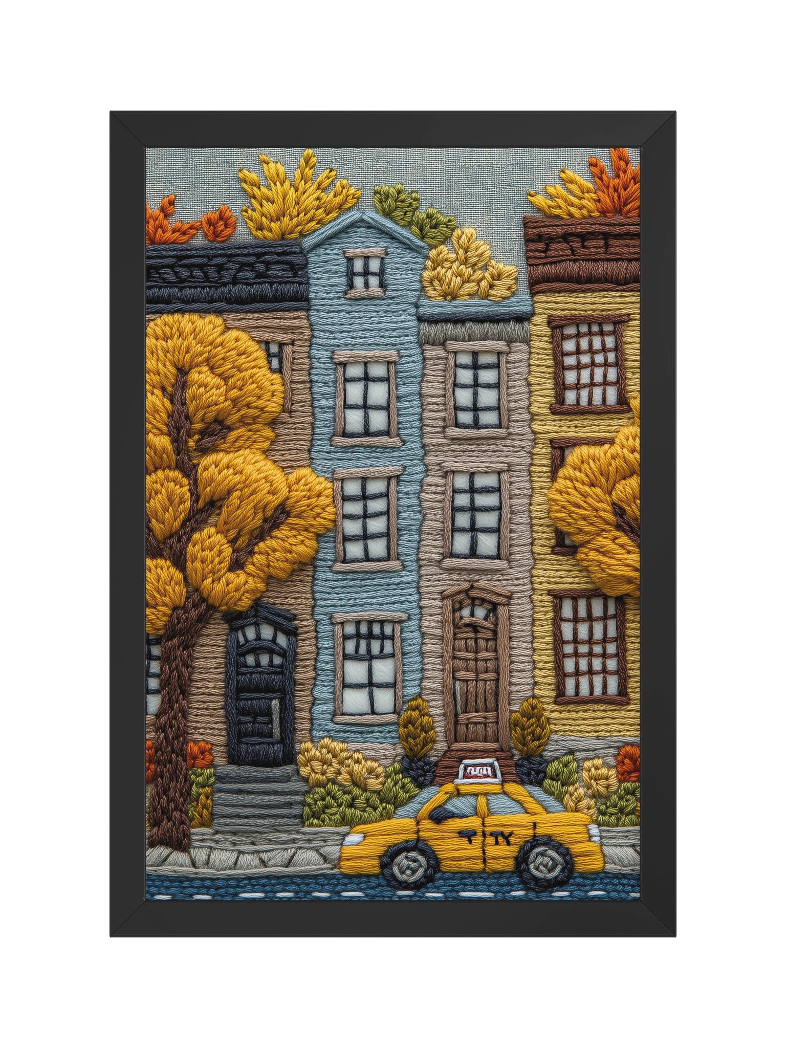 Autumn in New York | Embroidery-Style Wall Art — Framed Print product image (9)