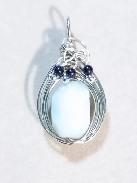 Handmade Aquamarine Pendant | Sparkly Dangly Bits! Silver-Tone | "Ethereal Sky" product image (2)