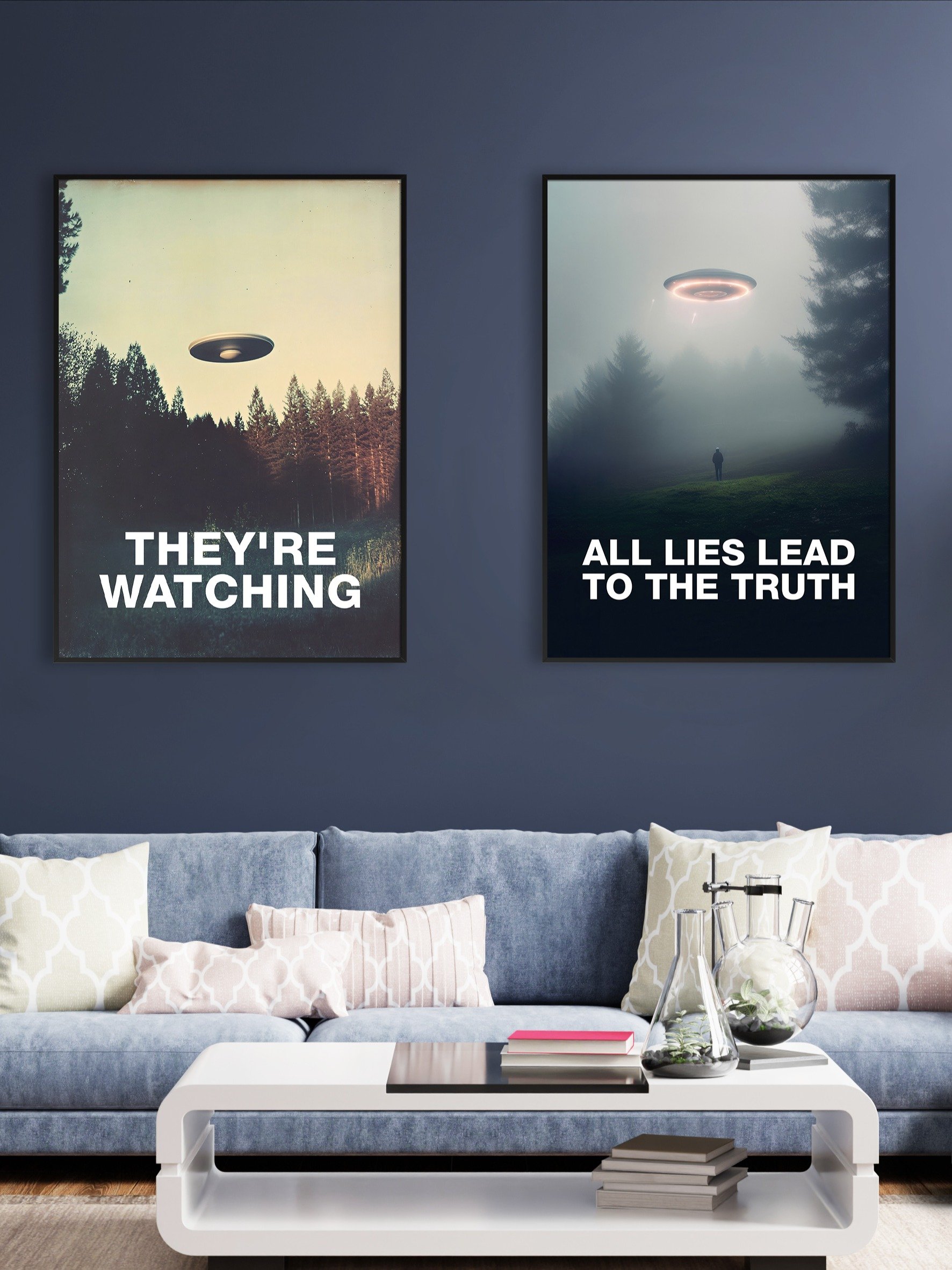All Lies Lead to the Truth/The X-Files poster, S05E01 1997 — sci-fi poster, movie art, I want to believe poster, space print, aliens wall decor product image (2)