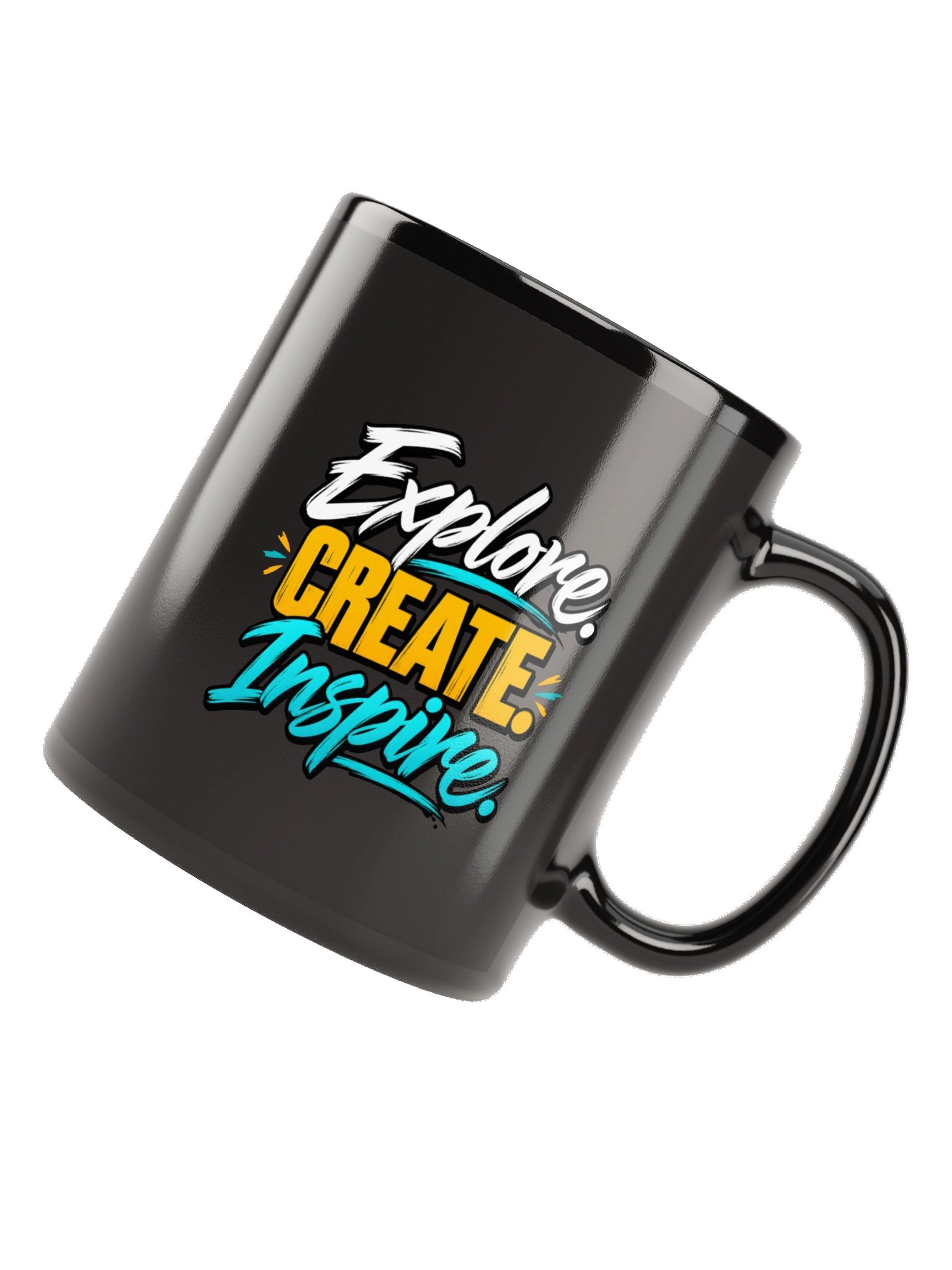 Explore Create Inspire Black Glossy Mug product image (11)