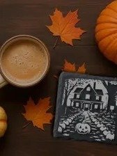 Vintage Halloween Engraved Slate Coasters, Set of 4, Round or Square product image (4)