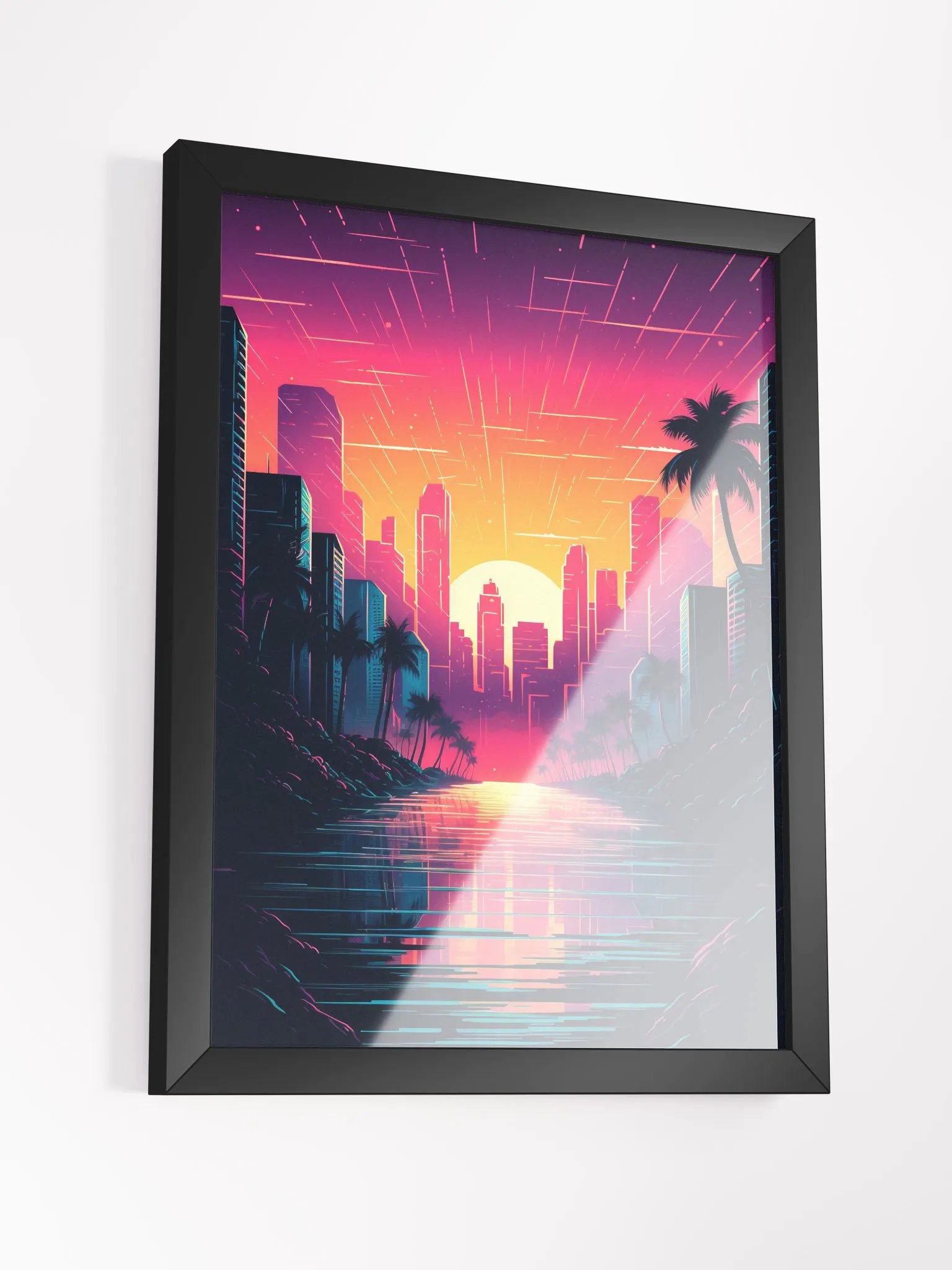 city retro wave framed print product image (9)