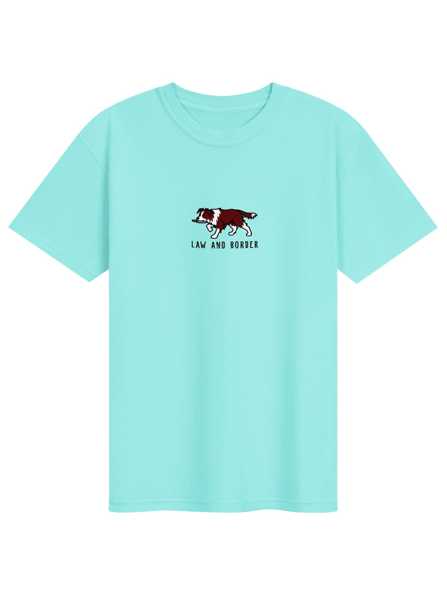 Law and Border Funny Chibi-Style Embroidered T-Shirt for Border Collie(Red & White) Owners product image (91)