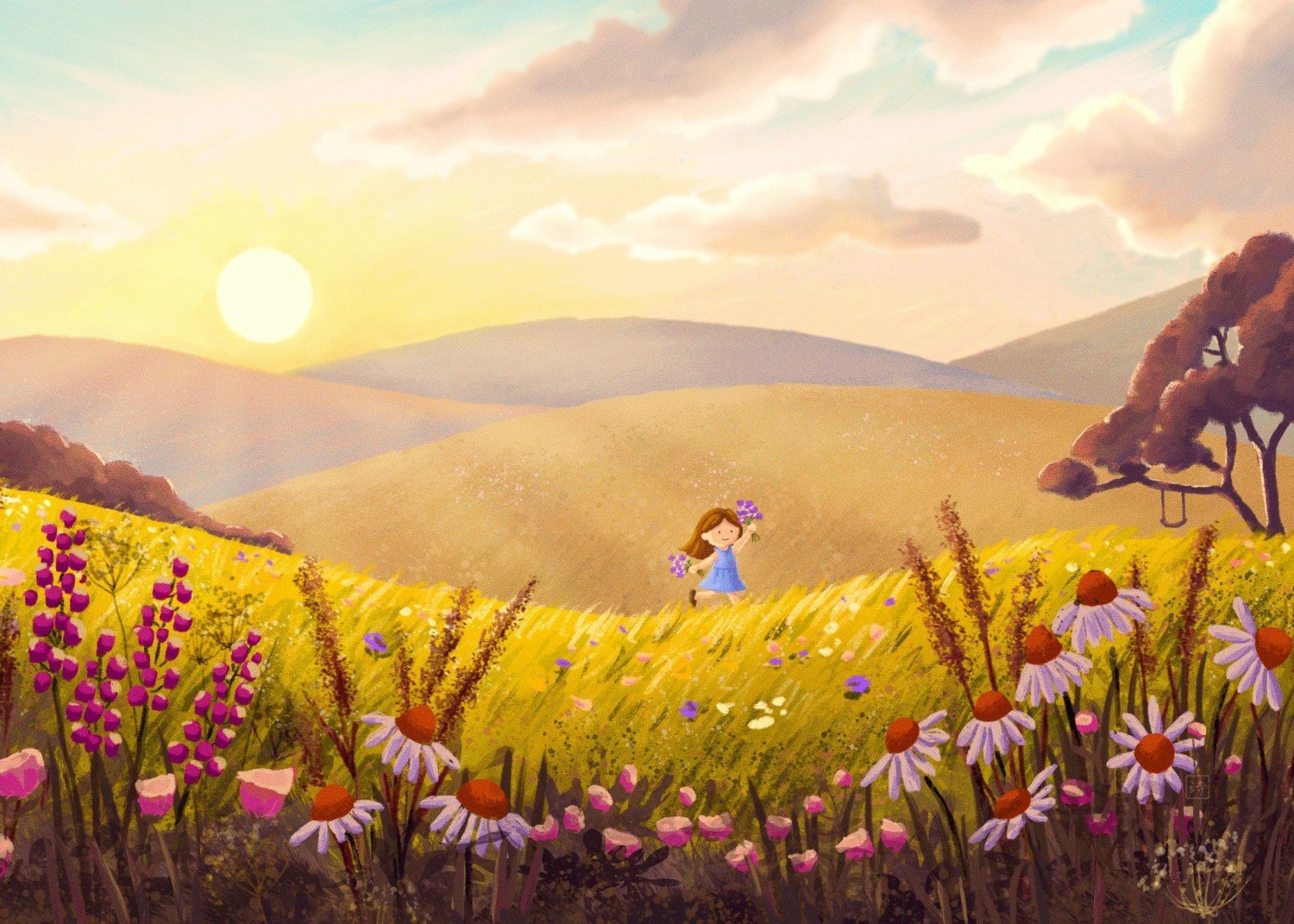 Joyful Meadows at Golden Hour Art Print product image (2)