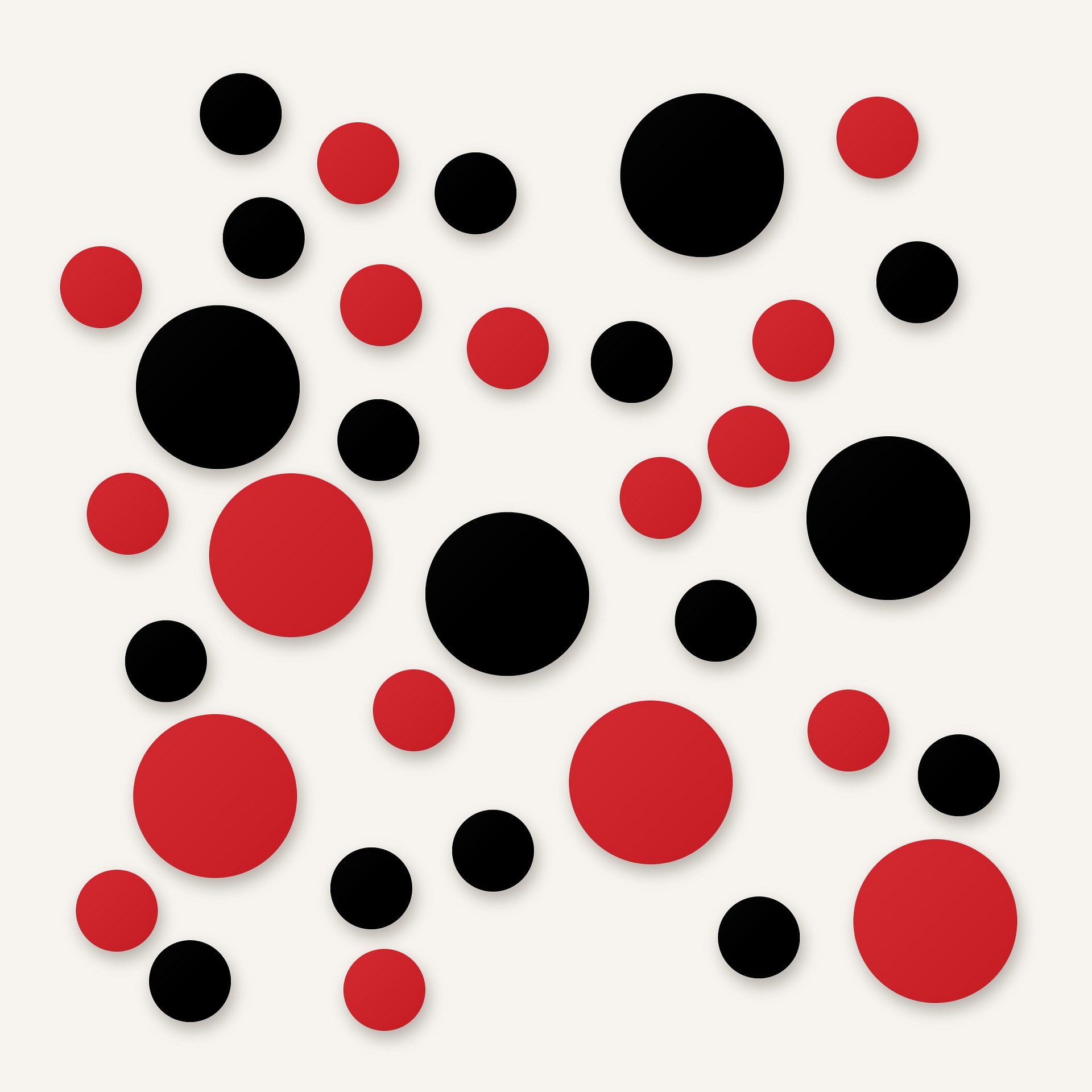 Black and Red Polka Dot Wall Decals, 2" and 4" Vinyl Circle Stickers, Removable Dot Decals for Nursery, Kids Room, Playroom product image (1)