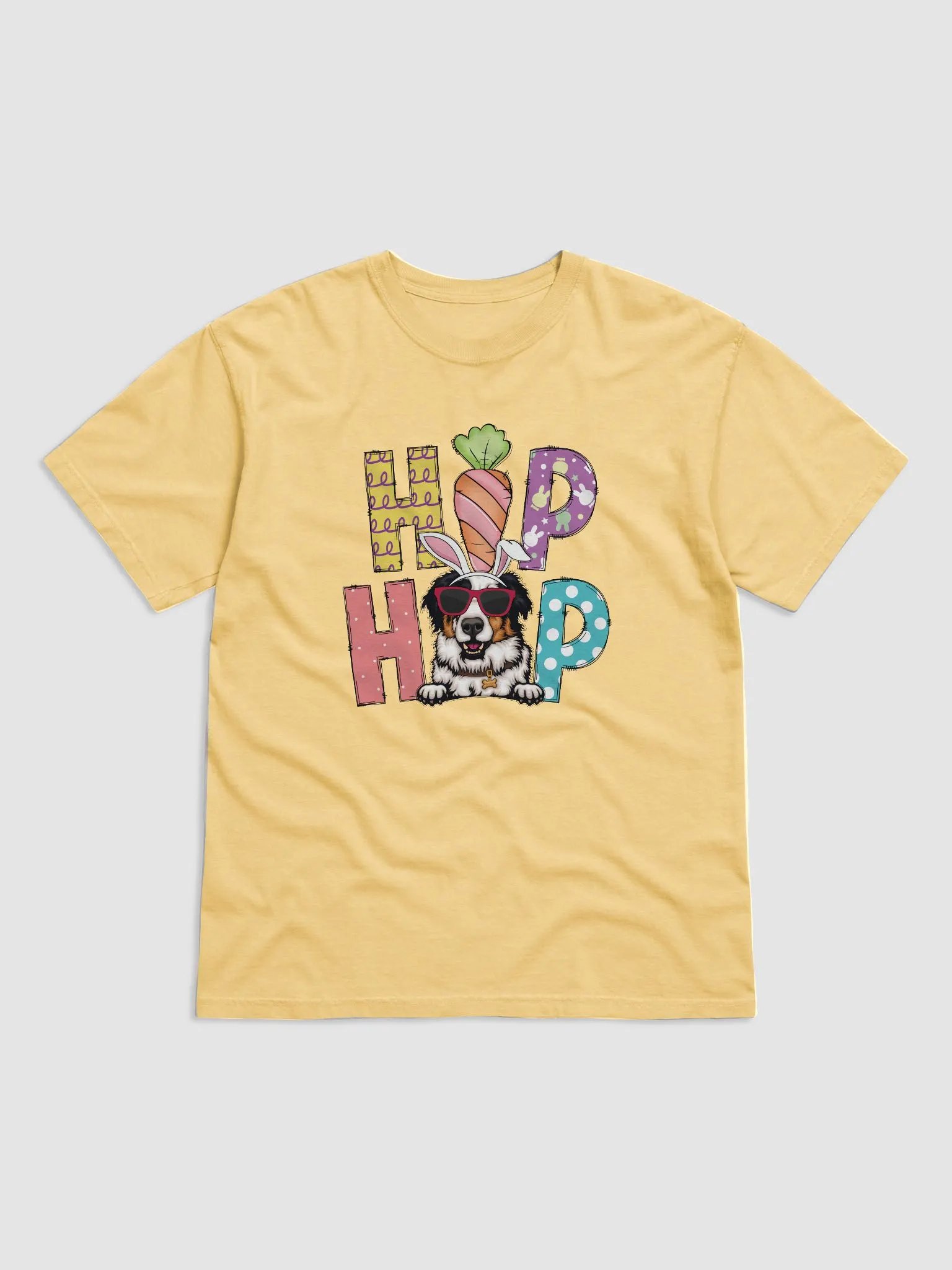 Hip Hop Easter Australian Shepherd T-Shirt | Cute Easter Day Aussie Wearing Bunny Ears and Sunglasses T-Shirt product image (2)