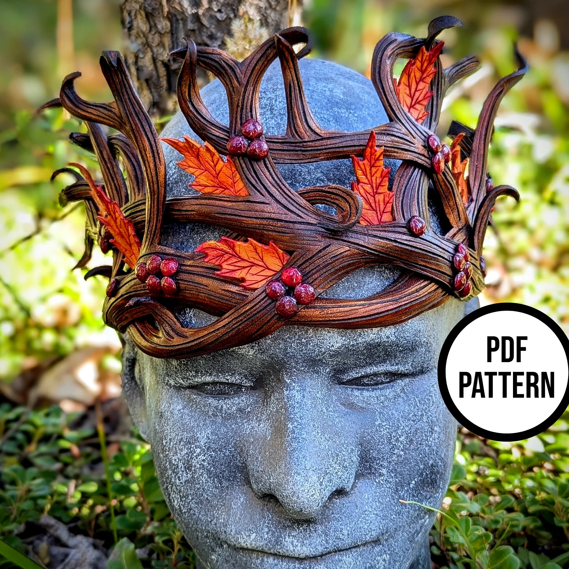 Autumn Elven King Crown - PDF Pattern for Leather product image (4)