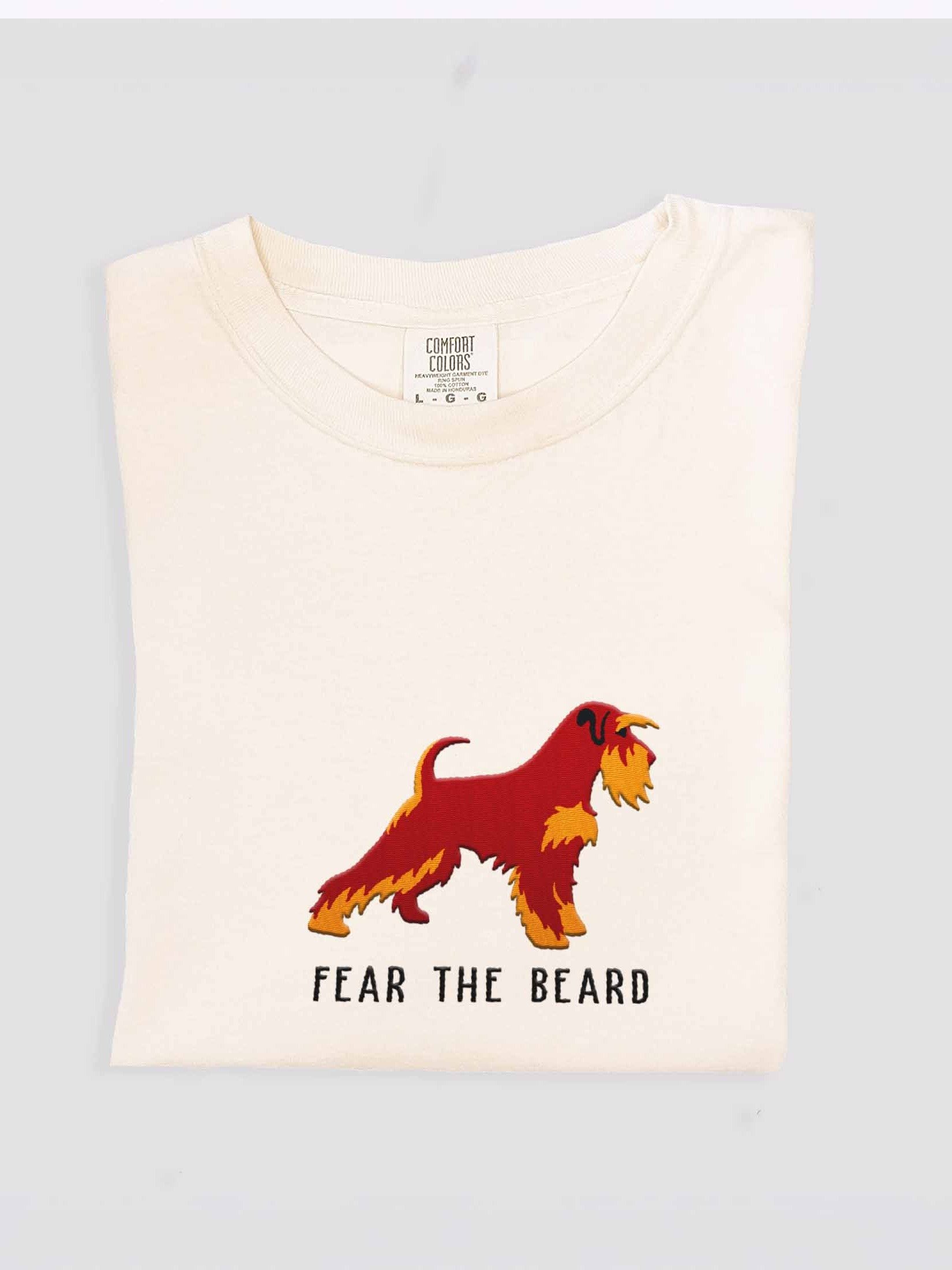 Fear the Beard T-Shirt(Embroidered) of a Miniature Schnauzer(Liver & Tan) product image (1)