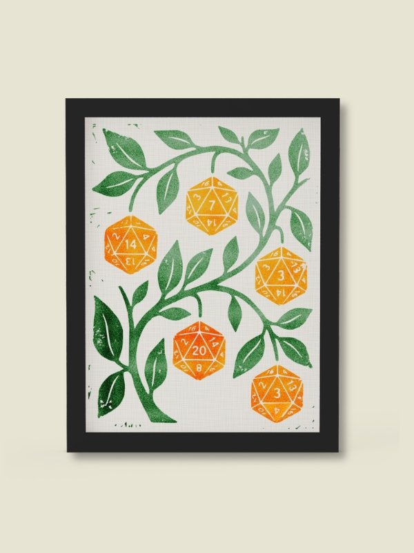 Oranges D20 Botanical Board Game Room Poster - FRAMED product image (1)