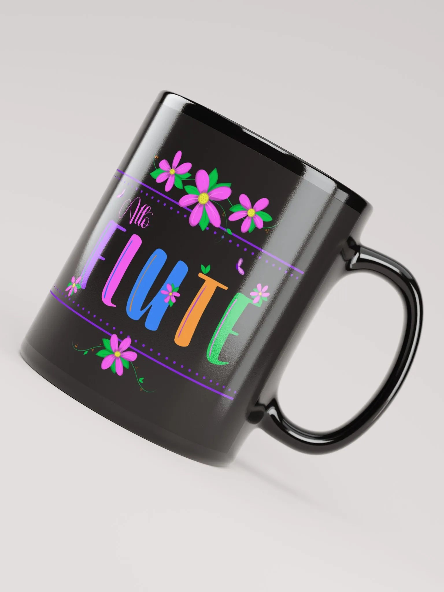 Floral Flutes Black Glossy Mug - Alto product image (4)