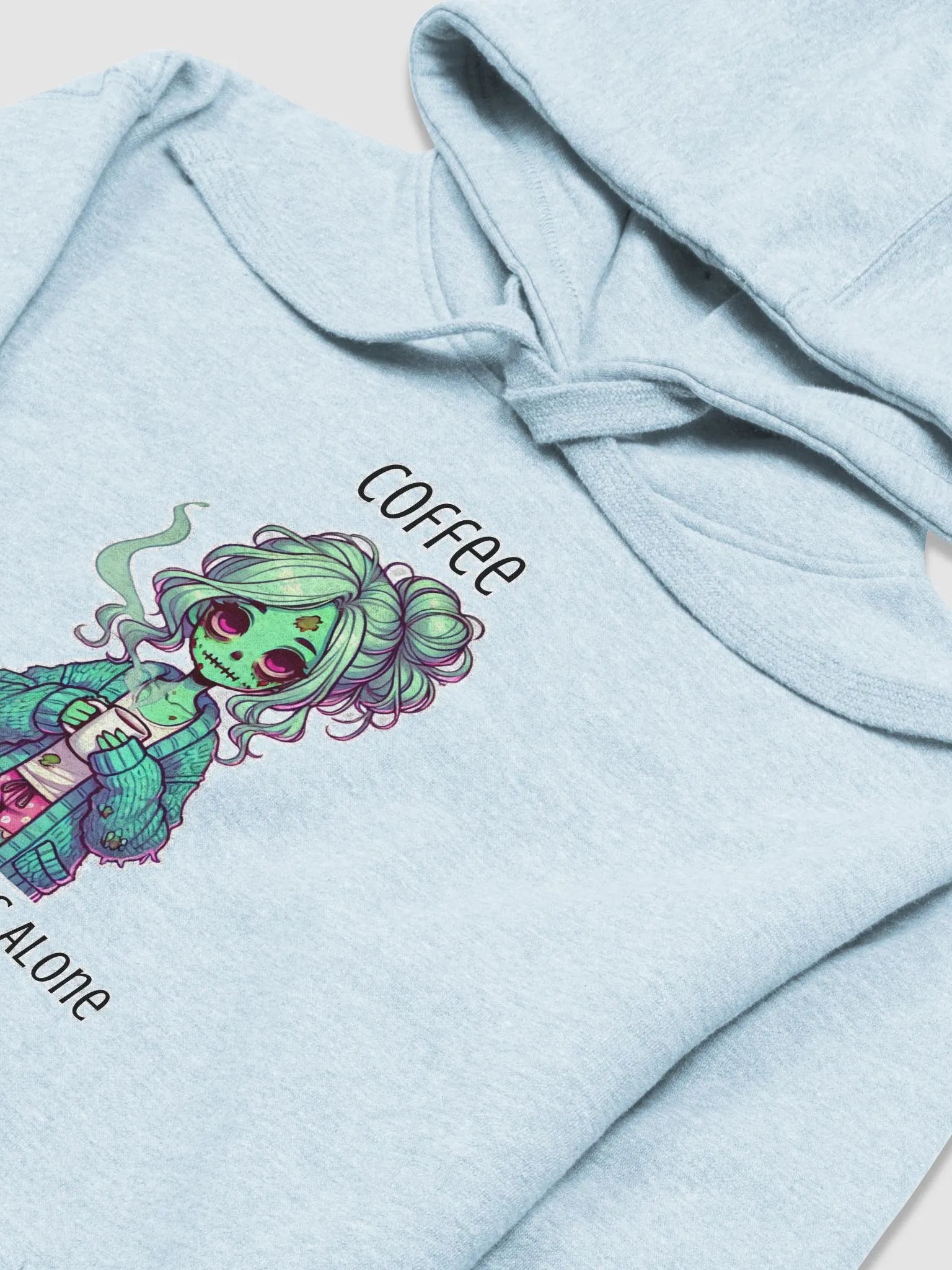 "Coffee, Because Brains Alone Can't Do It" Cozy Zombie Hoodie product image (4)