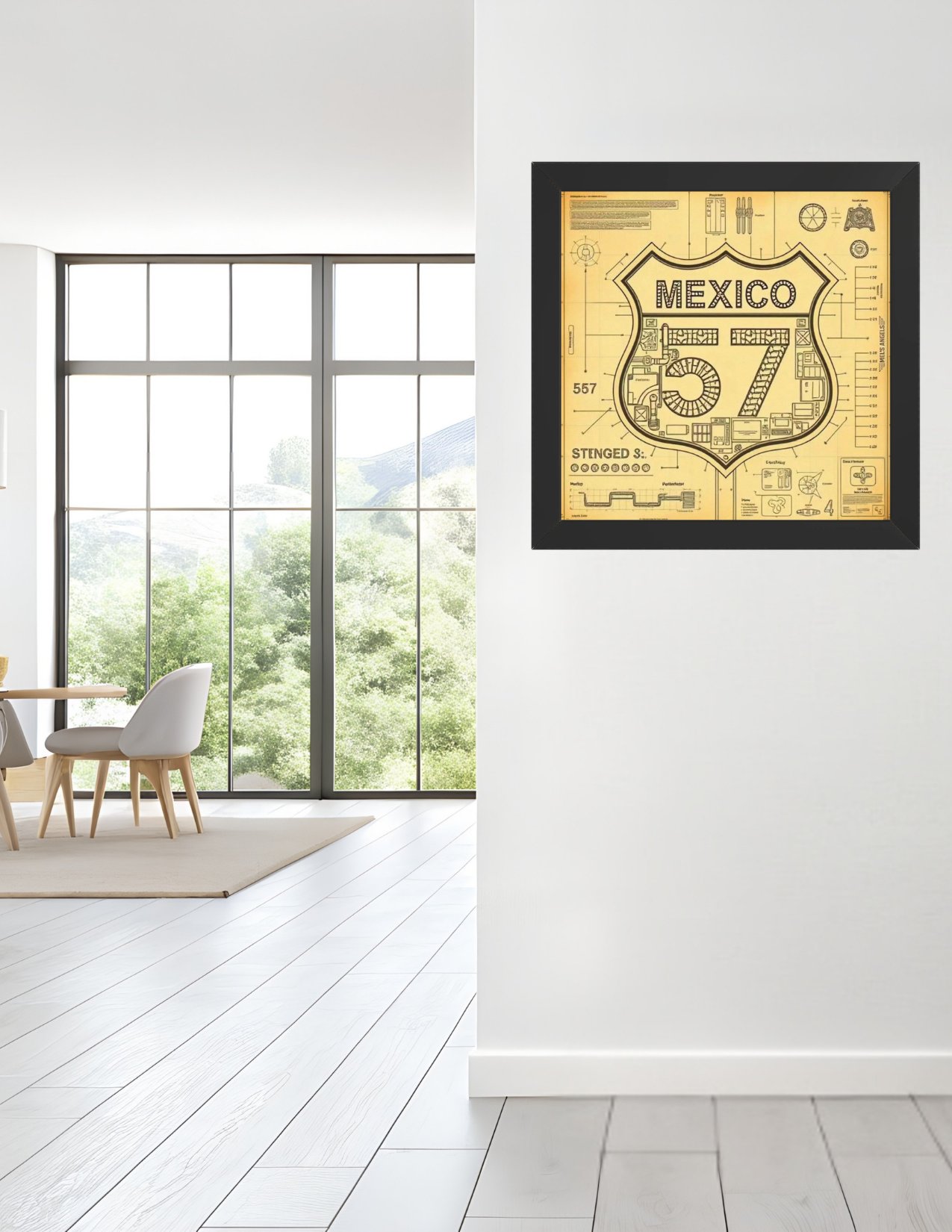 Ruta 57 — Mexico 57 Road Shield Framed Matte Poster product image (1)