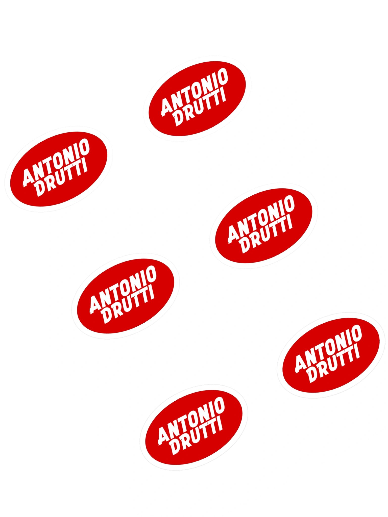 Antonio Drutti Red Oval Logo Sticker Sheet, 6 Stickers product image (1)