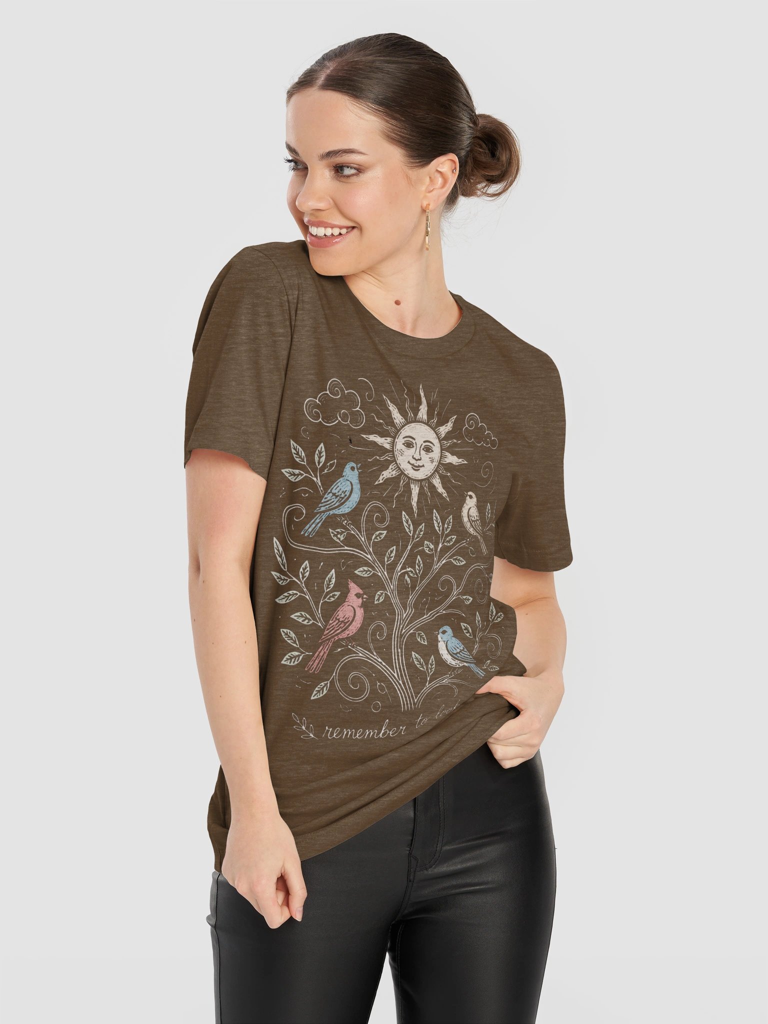 Remember to Look Up Shirt, Nature Lover Tee, Botanical Bird Graphic product image (12)
