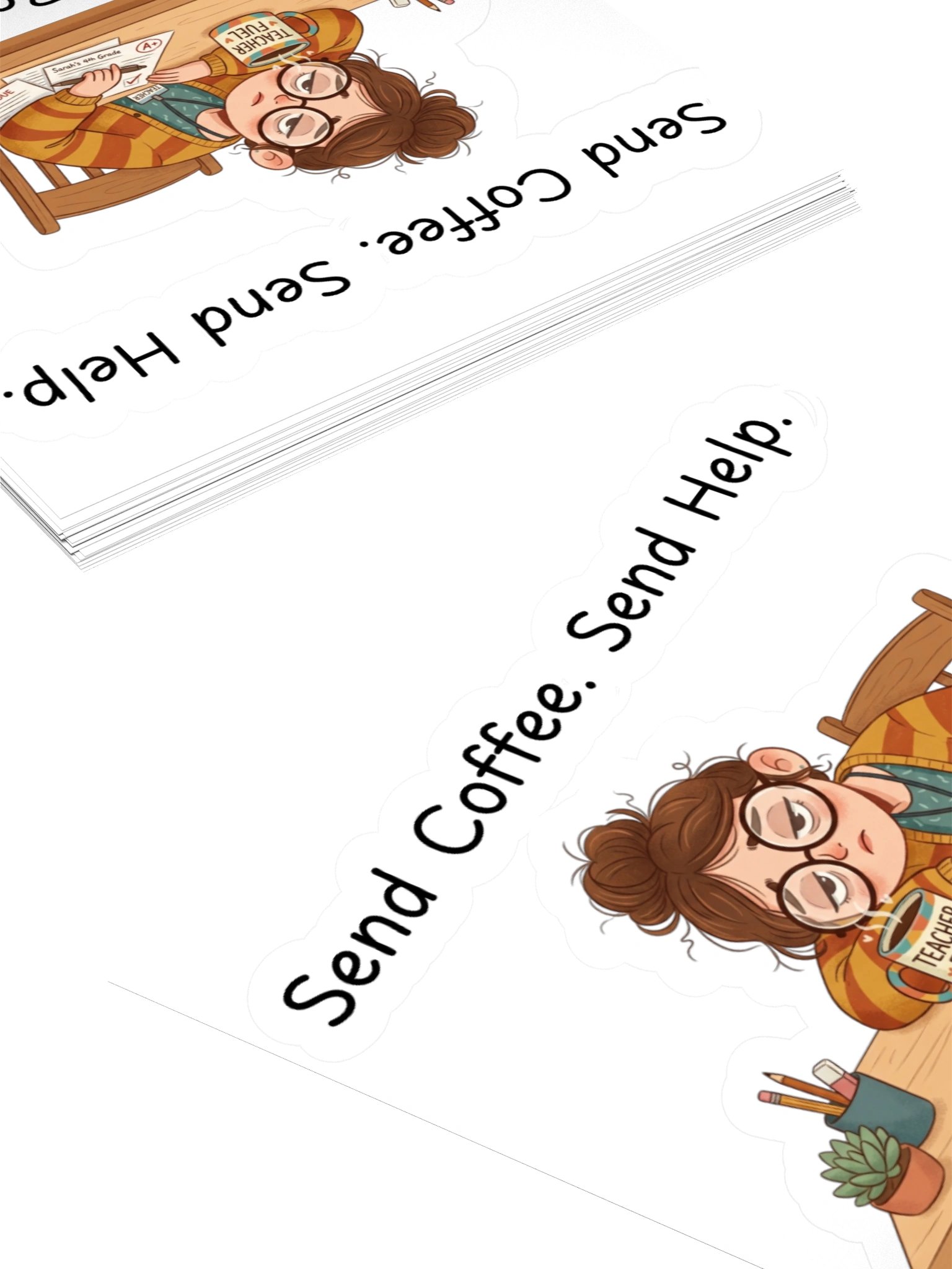 "Send Coffee, Send Help, Send Both" Teacher Sticker | Teacher Tired Collection product image (12)