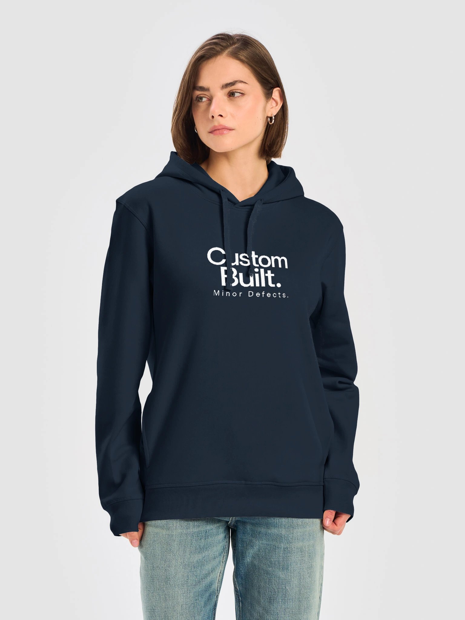 “Custom Built. Minor Defects.” — Unisex Organic Side Pocket Hoodie product image (1)