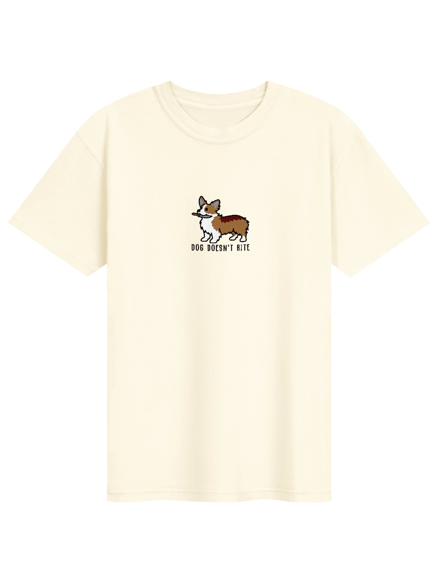Dog Doesn't Bite Funny Chibi-Style Embroidered T-Shirt for Pembroke Welsh Corgi(Tan) Owners product image (109)