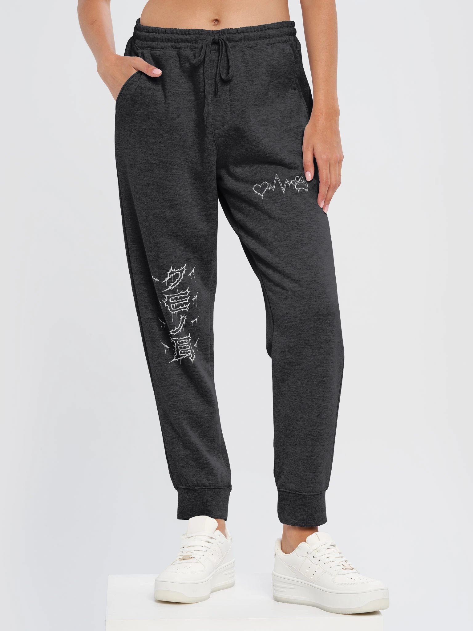 MooMoo Heart-Paw Sweatpants (White Metal Outline) product image (6)