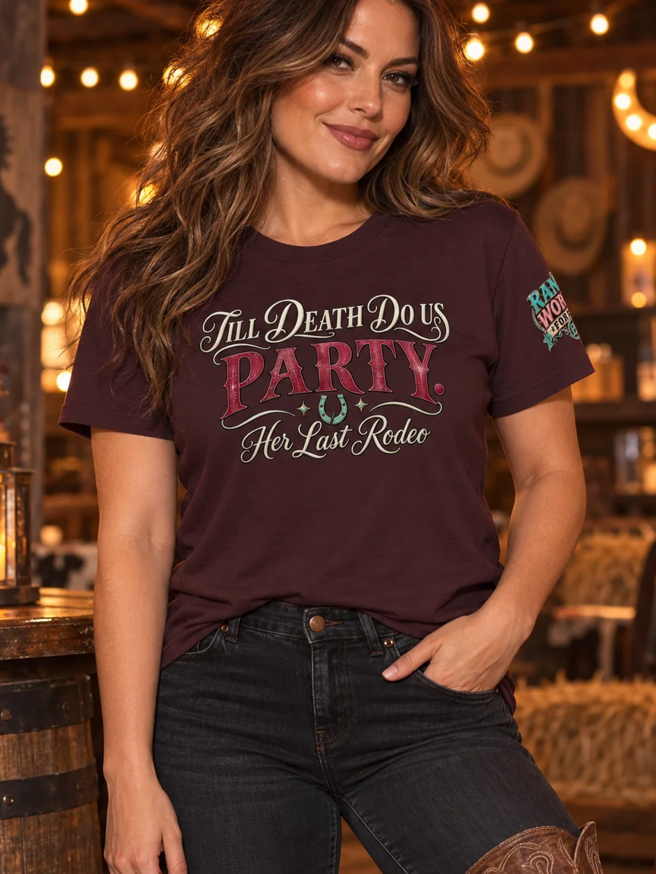 Her Last Rodeo Bride Shirt — Till Death Do Us Party™ Western Bachelorette Tee | Broken Marriage™ product image (1)