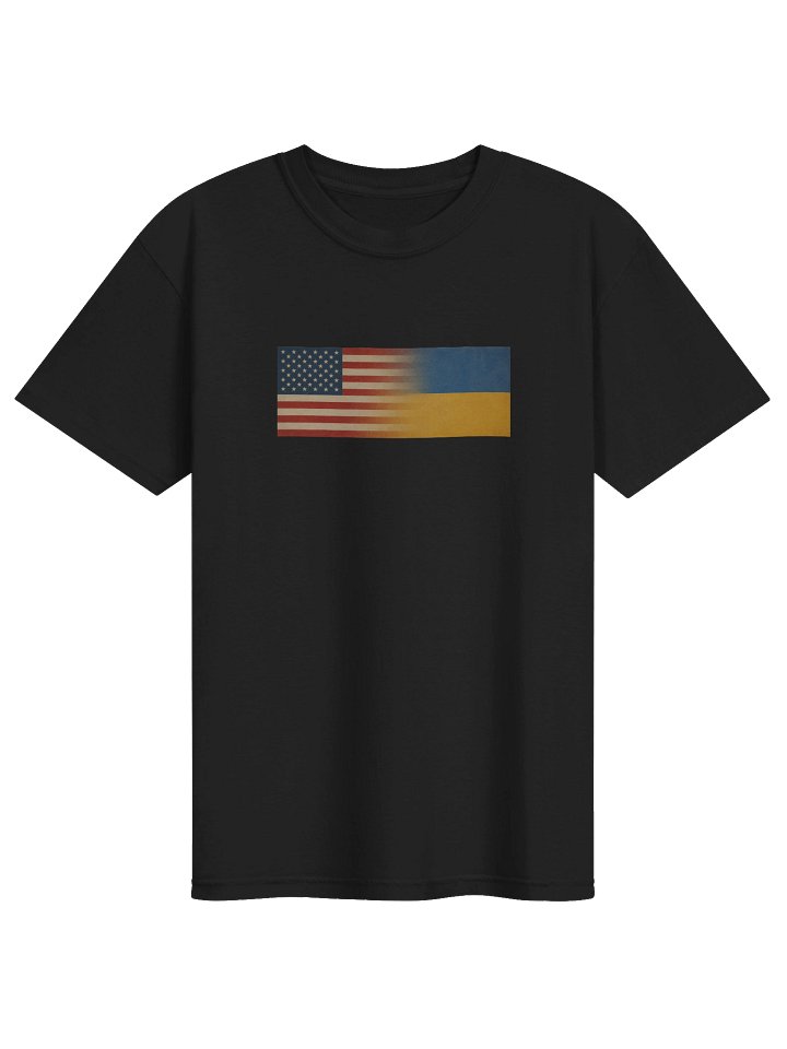 Man Comfort T-shirt Support Ukraine-USA Flags, black product image (1)