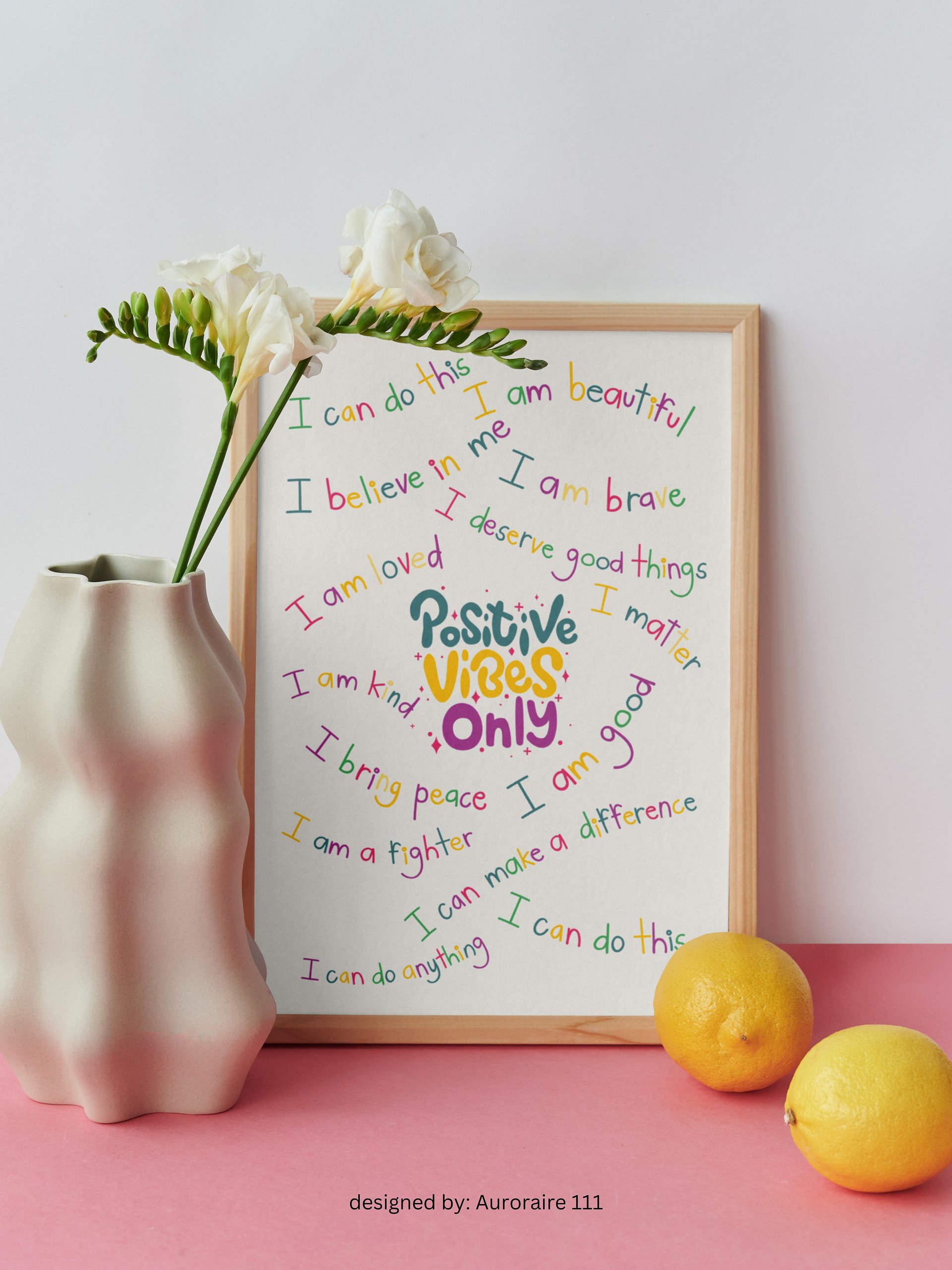 Positive Vibes Only - Printable Wall Art | Digital Poster Download | Multiple Sizes Included product image (5)