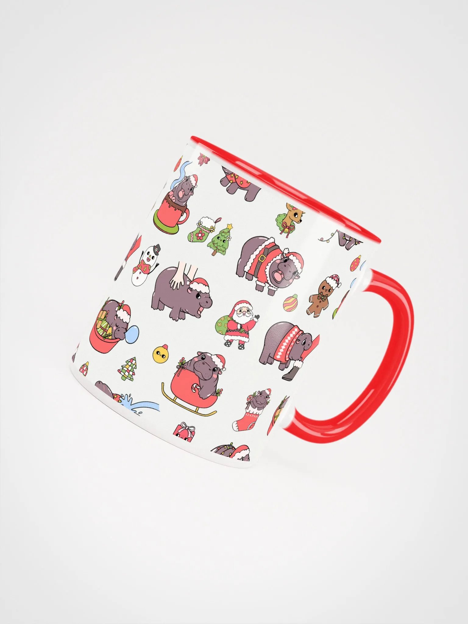 MOODENG'S CHRISTMAS CERAMIC MUG WITH COLOR INSIDE! product image (4)