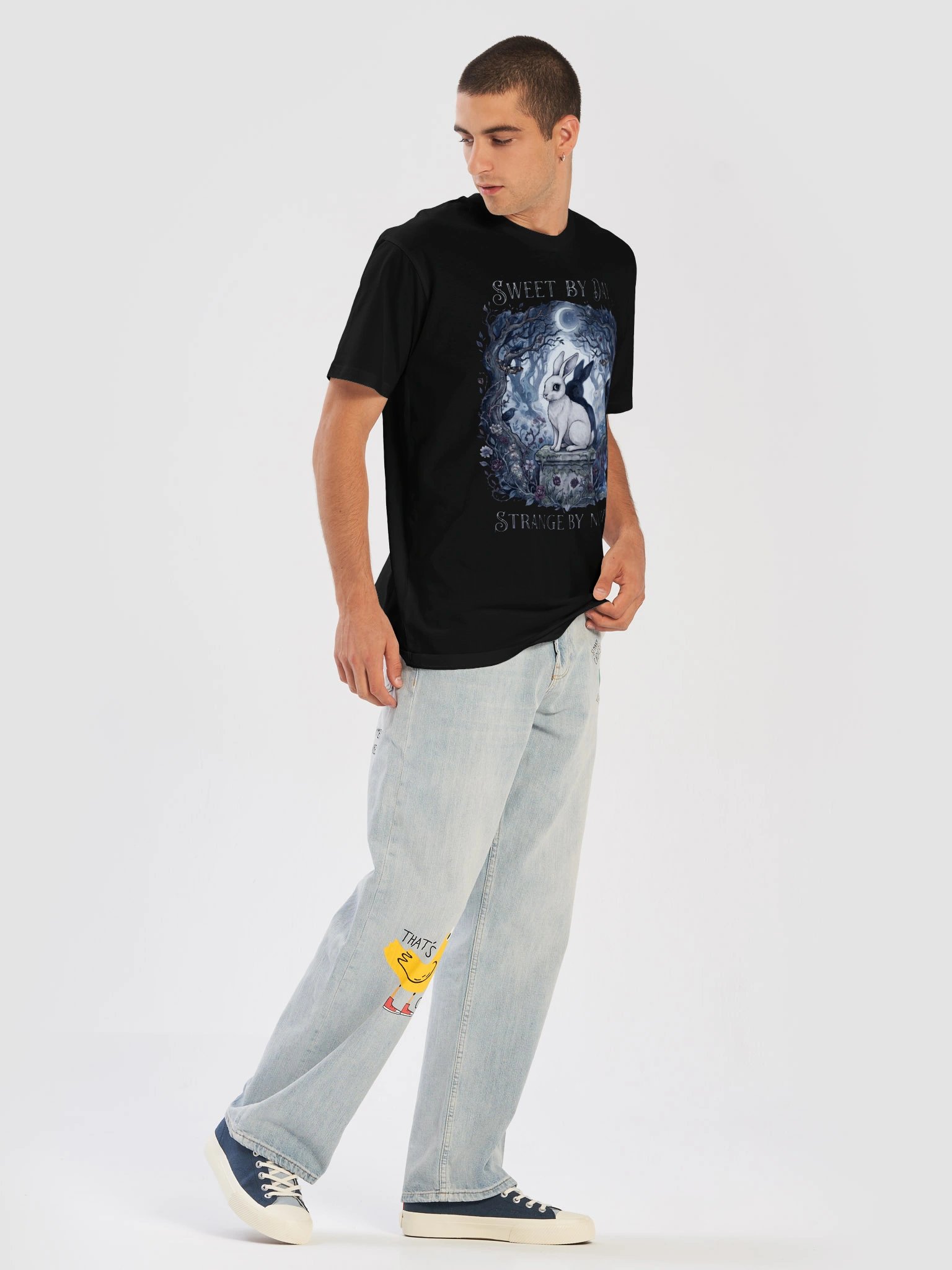 Sweet by Day Strange by Night Gothic Rabbit T-Shirt product image (8)