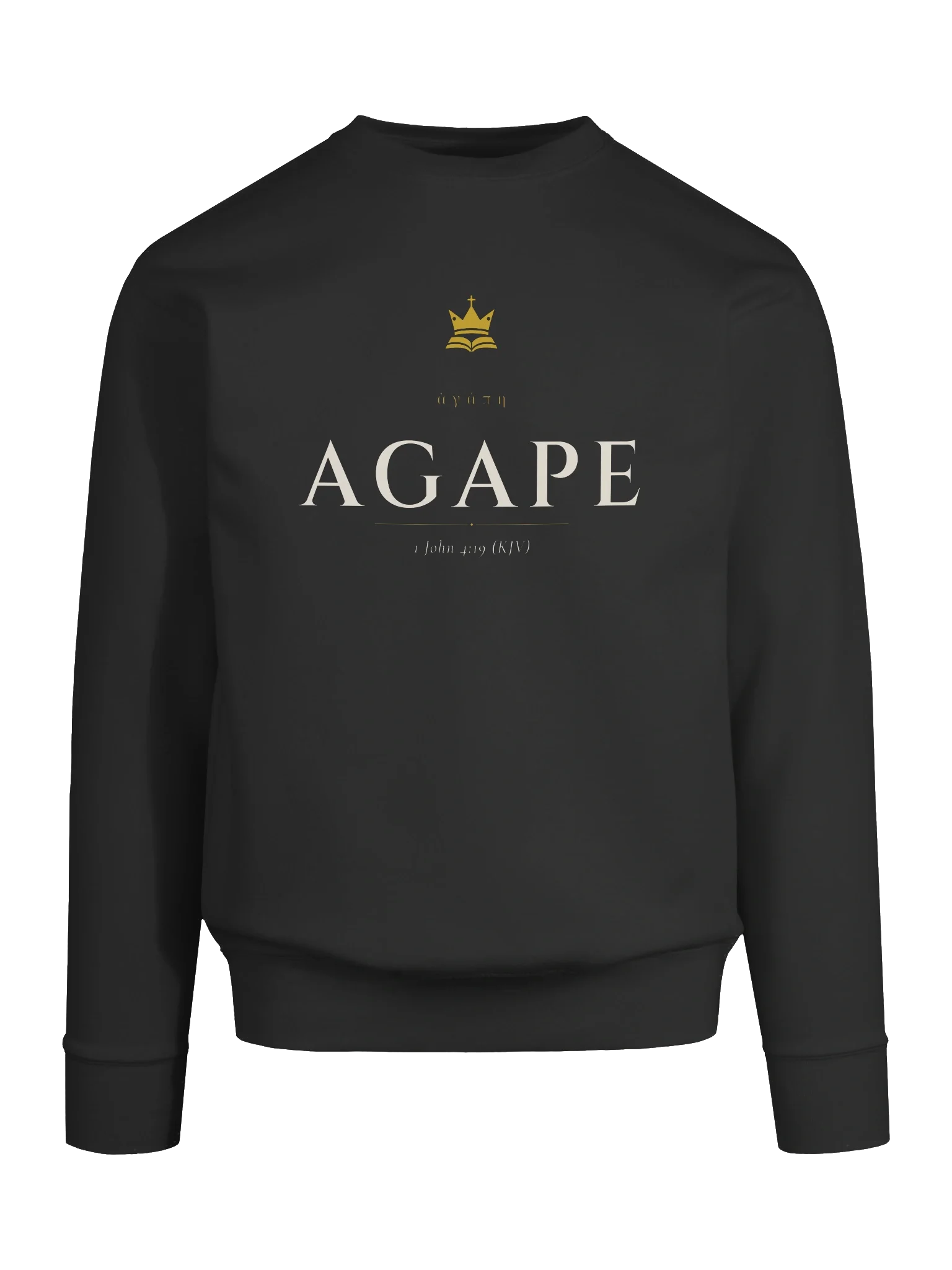 Agape Crewneck - Black, view 8 — Christ Is King crewneck