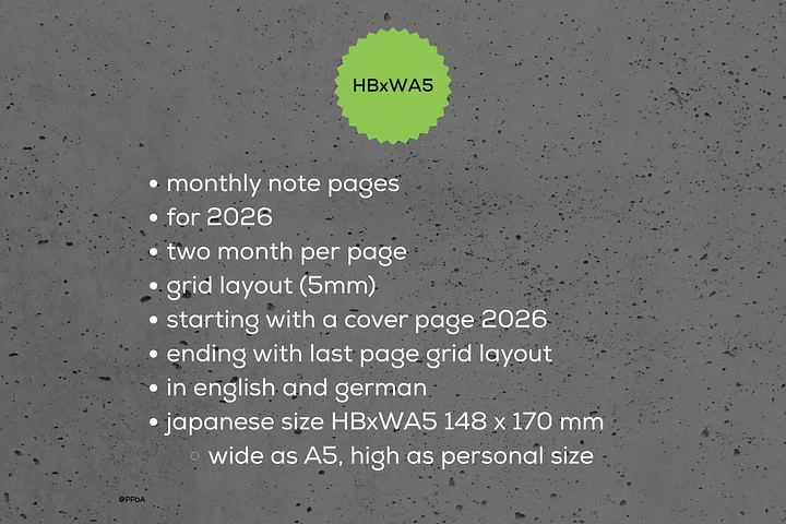 monthly note pages - HBxWA5 - 2026 (1.11) product image (2)