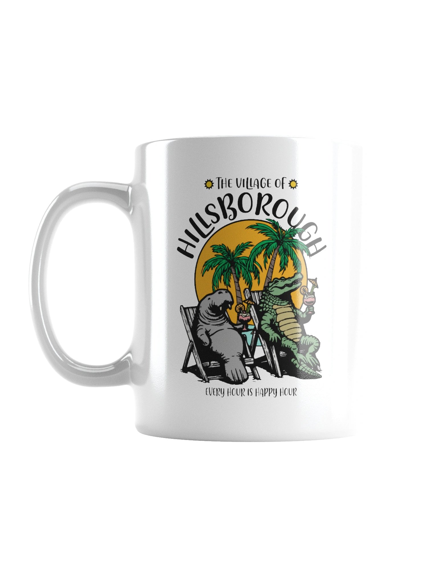 The Village of Hillsborough TV Florida USA Fun Manatee Alligator Design Coffee Mug product image (1)